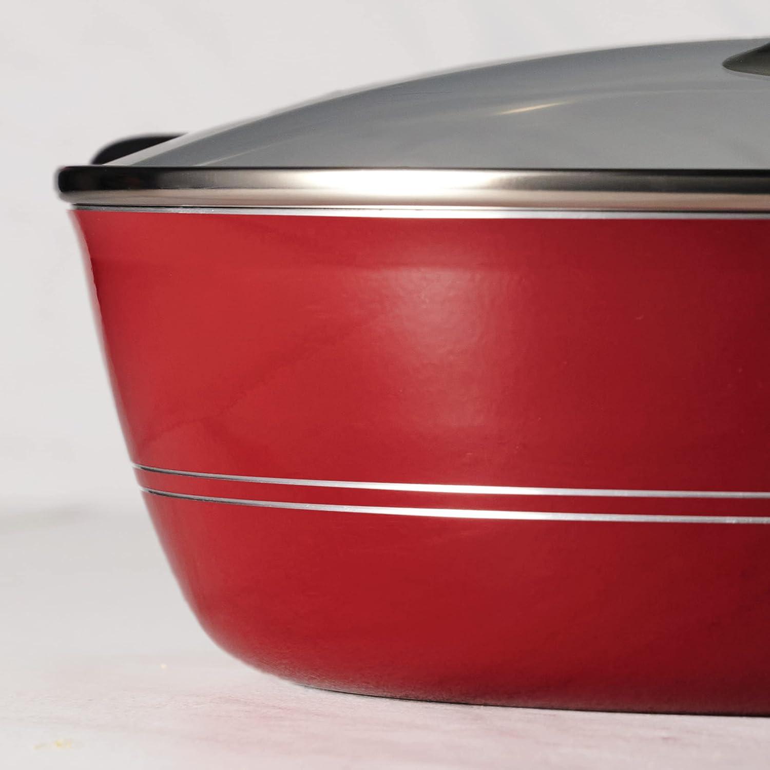 Raspberry 8 Qt Aluminum Nonstick Stock Pot with Glass Lid