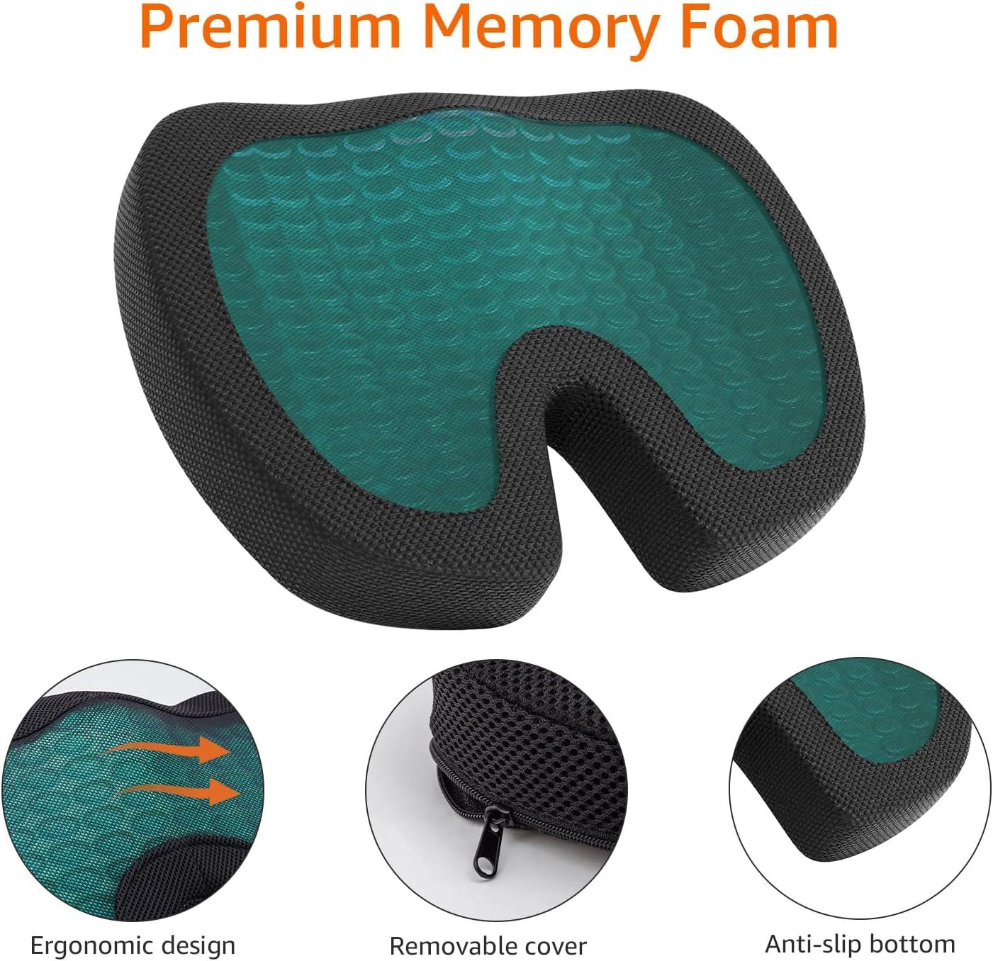 Black Gel Memory Foam Ergonomic Seat Cushion