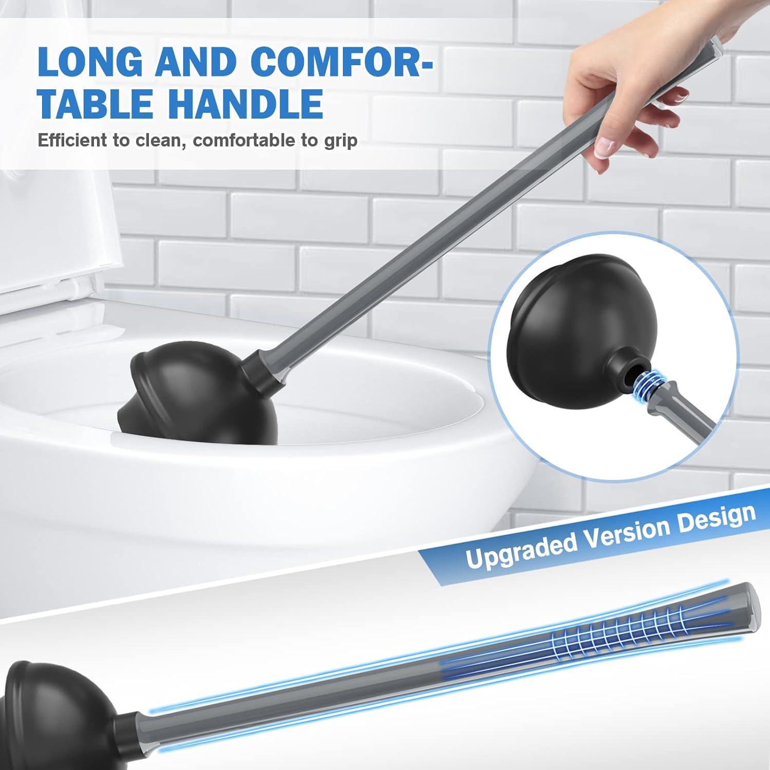 Gray Heavy Duty Toilet Plunger and Brush Set with Holder