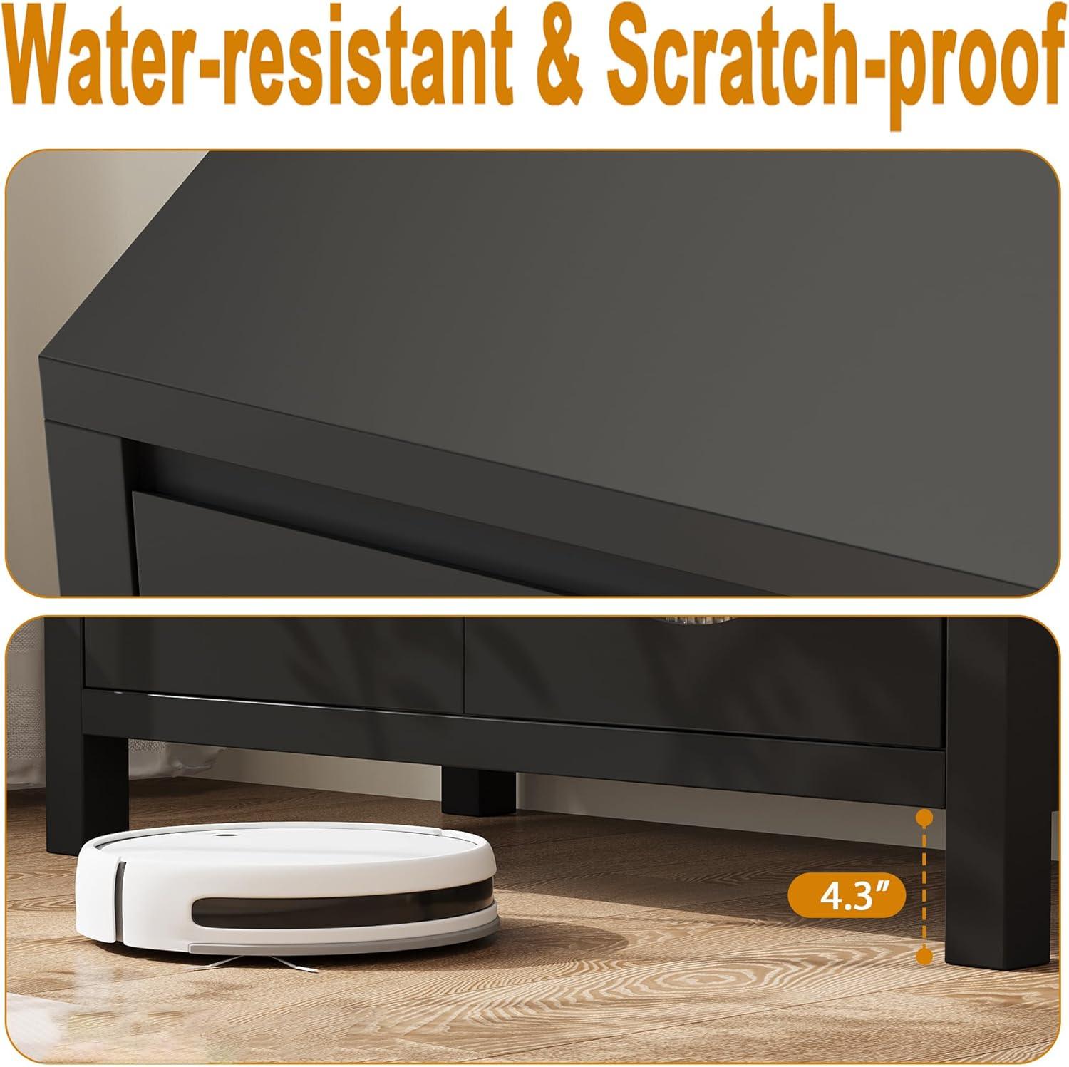 Rattan Storage Cabinet, Wooden Sideboard Buffet Cabinet with Doors and Shelves, Small Console Cabinet with Storage