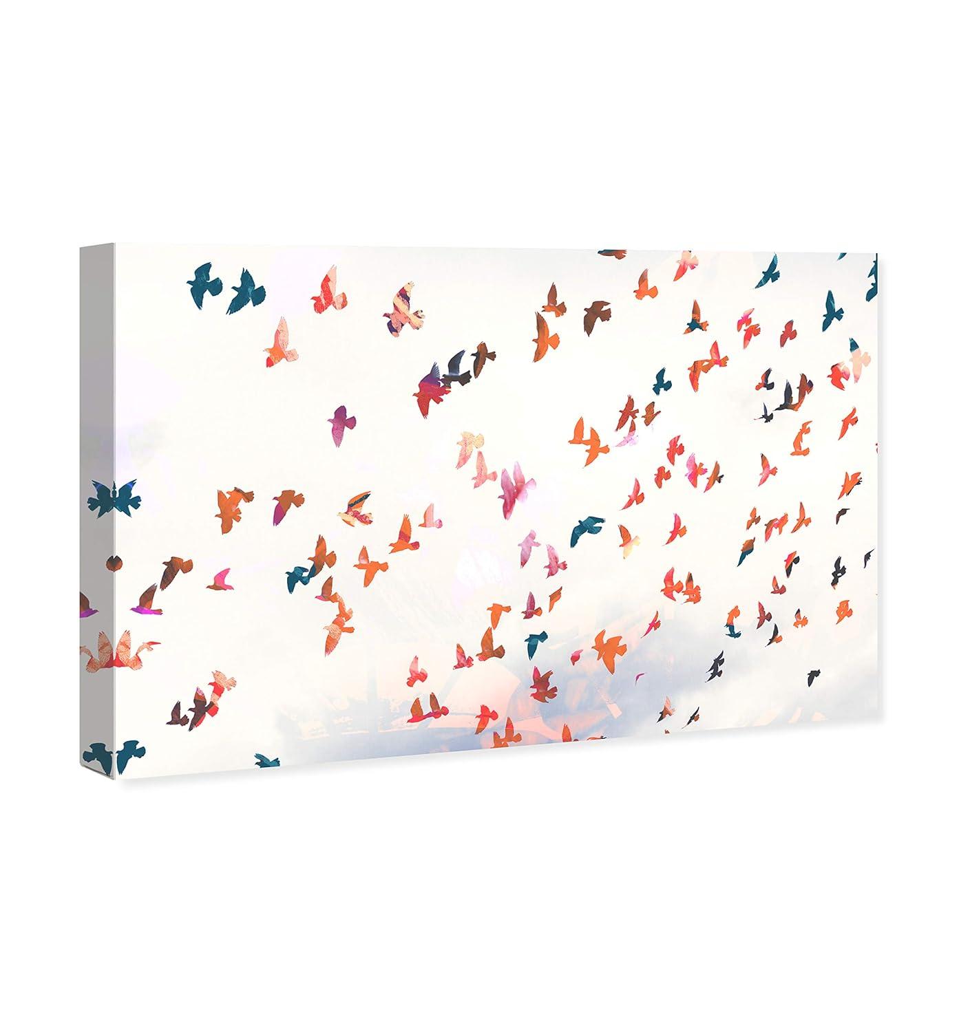 Wynwood Studio 'Birds in the Fall' Animals Wall Art Canvas Print - White, Orange, 36" x 24"