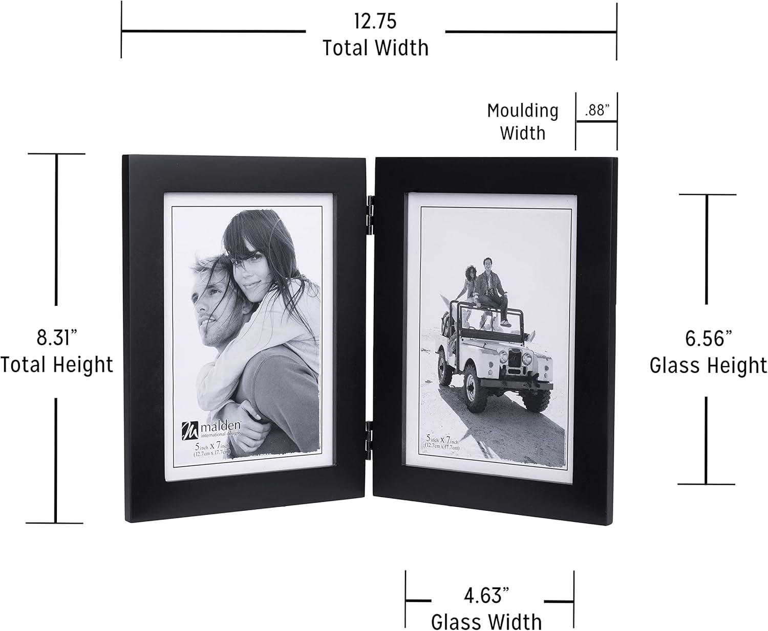 LINEAR Black Hinged Double 5x7 frame by Malden Design - 5x7