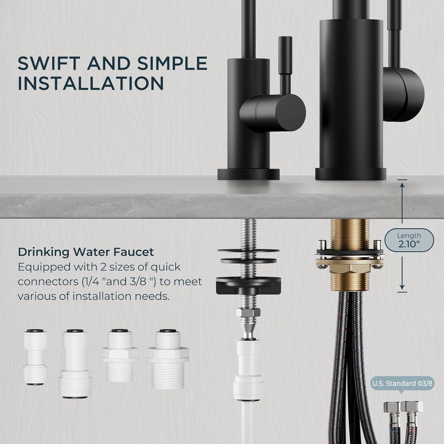 ARCORA ARCORA Stainless Steel Pull-Down Kitchen Faucet and Water Filter Faucet Combo AR7100301B-L