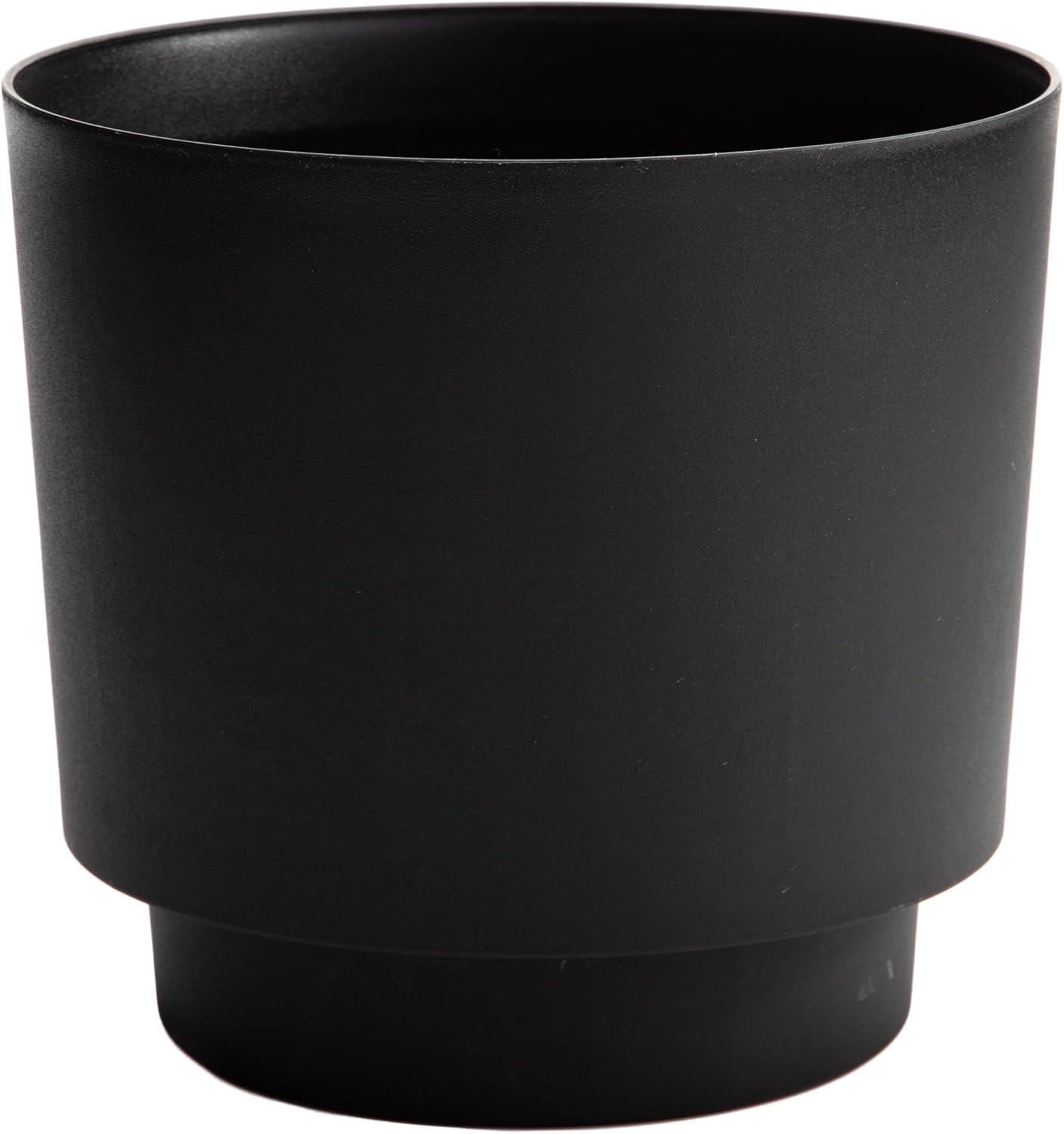 Bloem 10-in Hopson Modern Round Resin Planter with Gold Metal Stand - Black