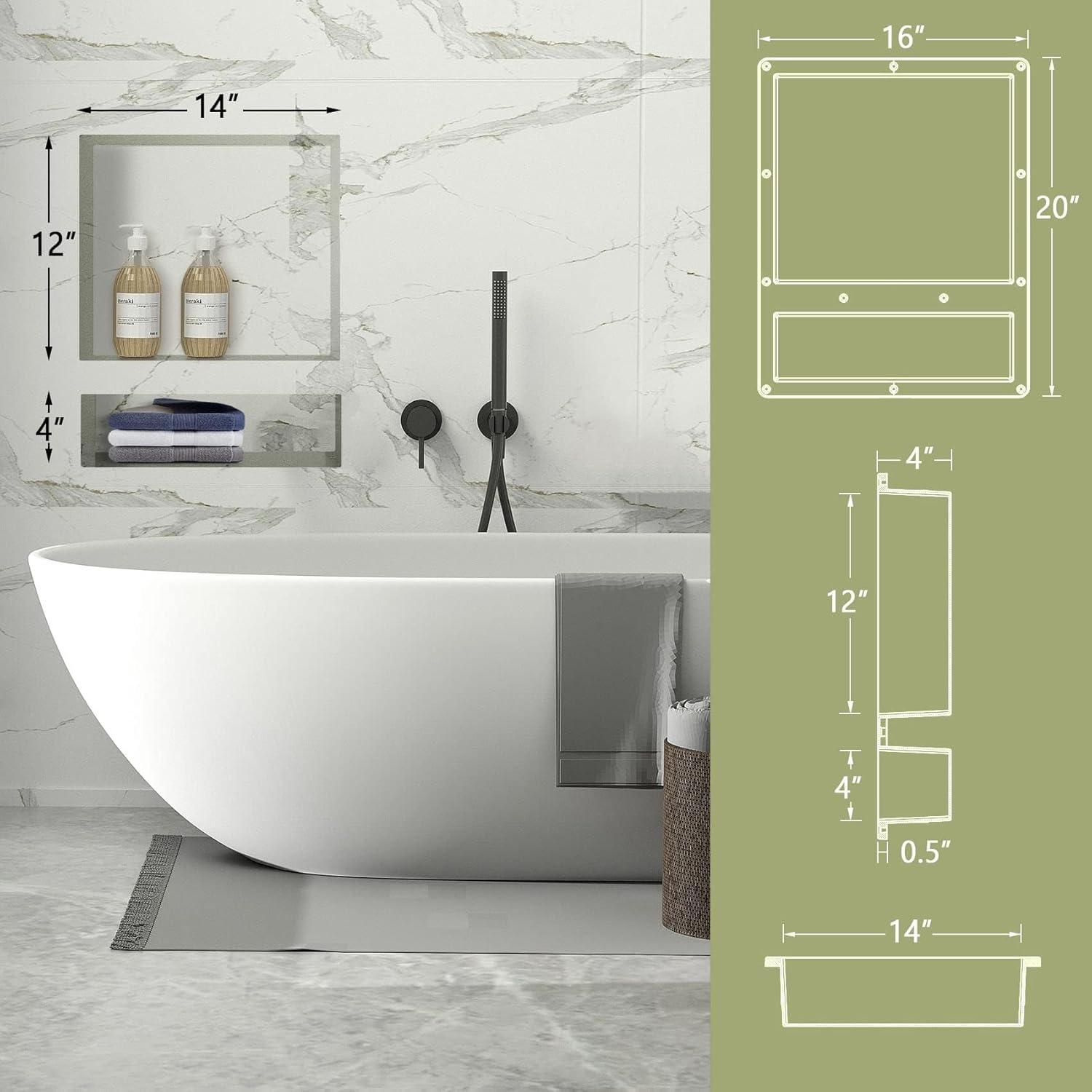 Yellow Rectangular Double Shelf Leakproof Shower Niche