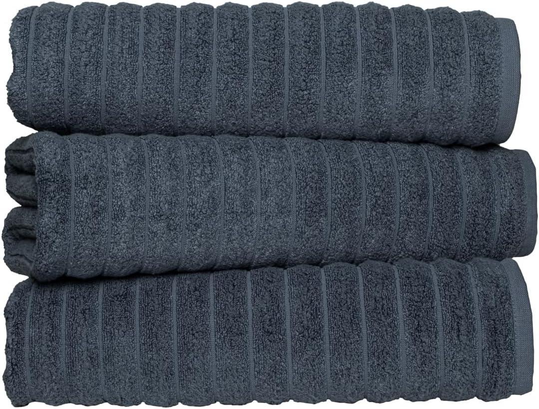 Classic Turkish Towel s Cotton Bath Sheets Set & Oversized Ribbed Towels, Ultra-Soft & Absorbent & Set of 3 - 40x65 Royal Blue