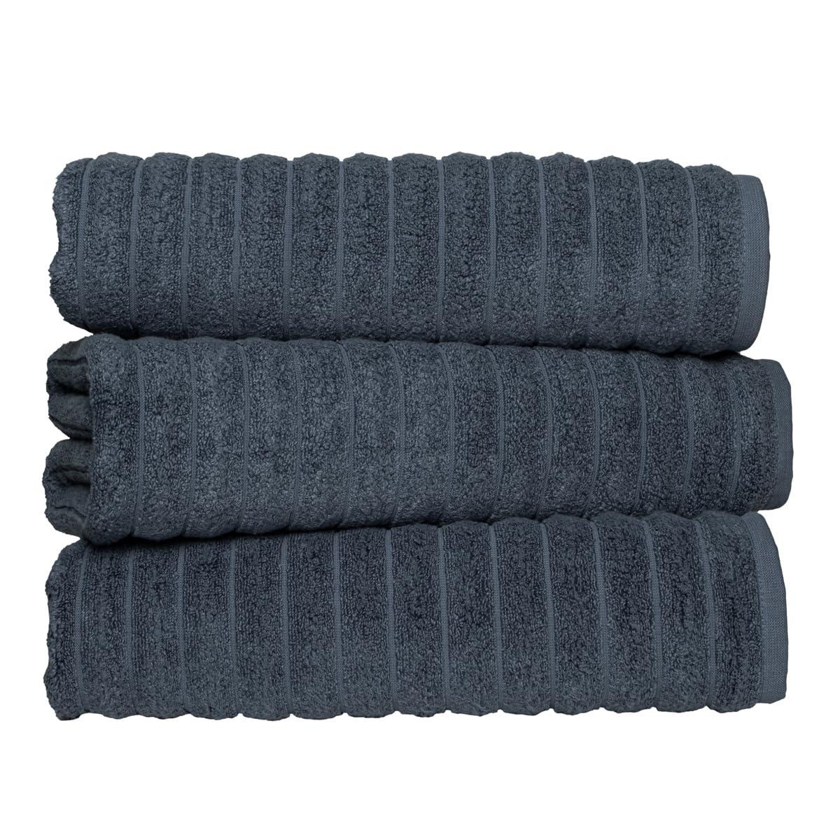 Classic Turkish Towel s Cotton Bath Sheets Set & Oversized Ribbed Towels, Ultra-Soft & Absorbent & Set of 3 - 40x65 Royal Blue