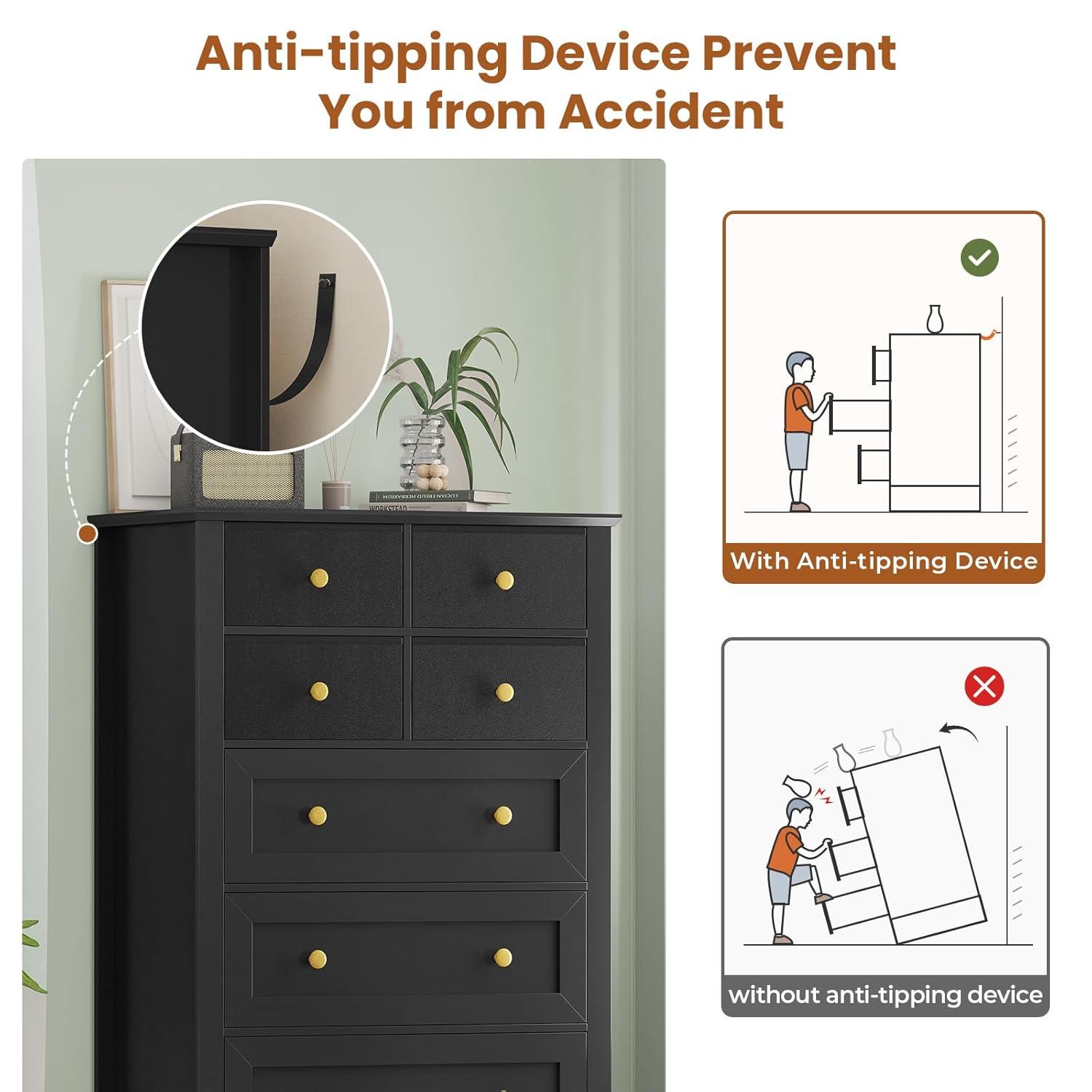 Winston Porter 8 Drawers Tall Dresser For Bedroom, Tall Dressers And Chest Of Drawers, Vertical Chest Of Drawers Dresser For Bedroom