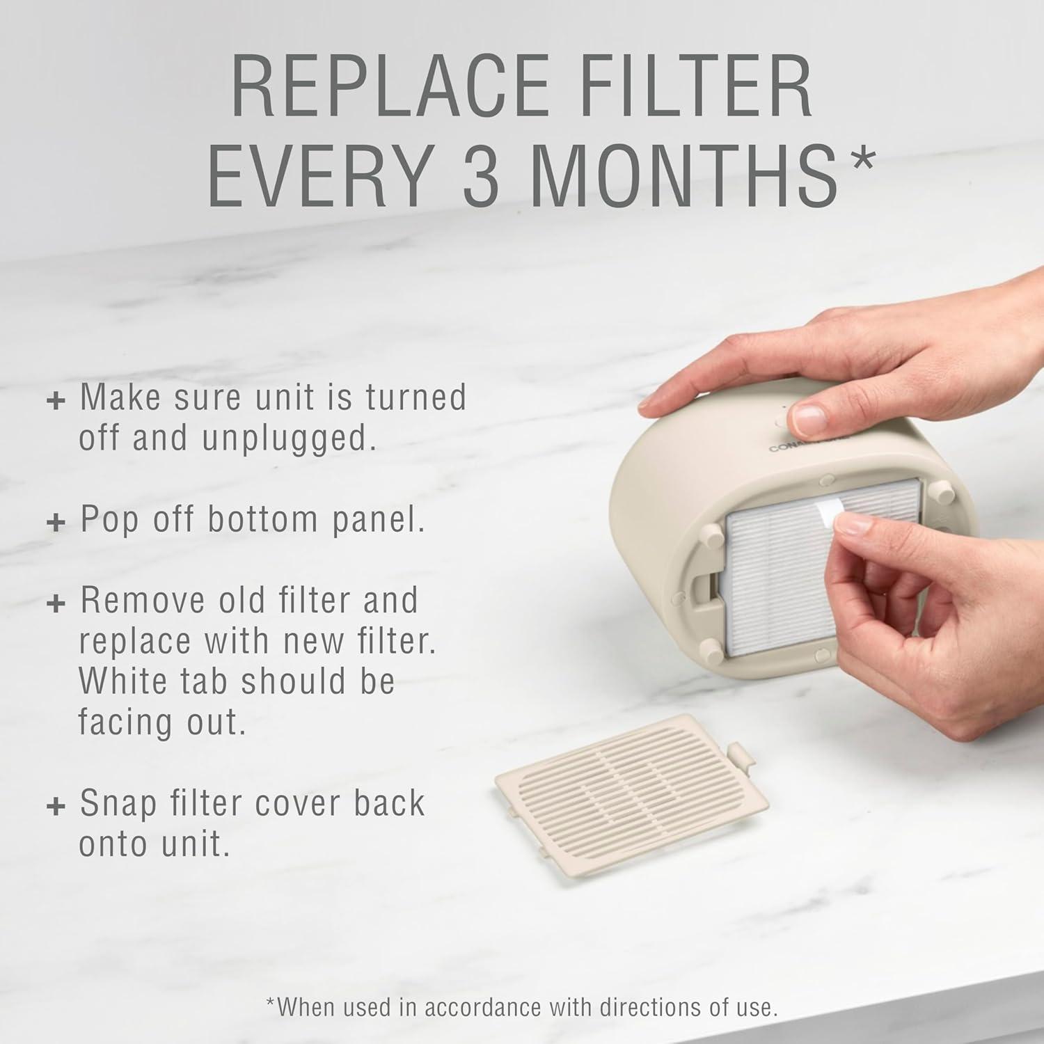 Conair 2pk Pure Portable Air Purifier Replacement Filters: HEPA 10, MERV 10, EPA & CARB Certified, Model APRP03 Compatible