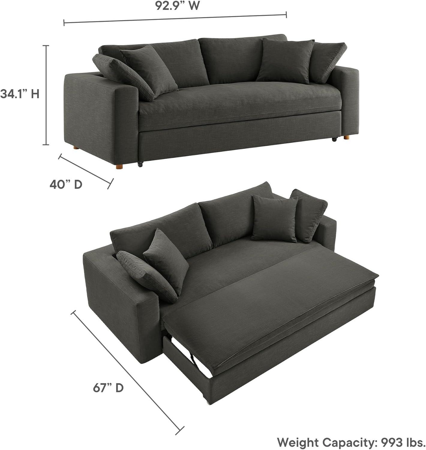 Modway Commix Down Filled Overstuffed Sleeper Sofa In Pure White