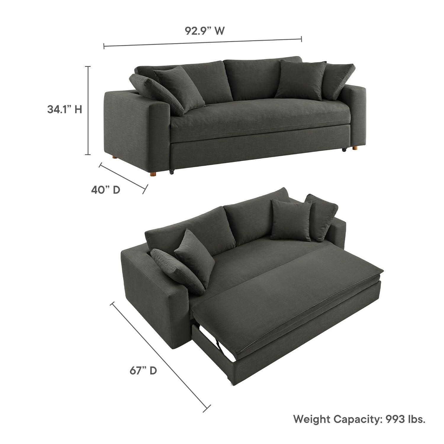 Modway Commix Down Filled Overstuffed Sleeper Sofa In Pure White