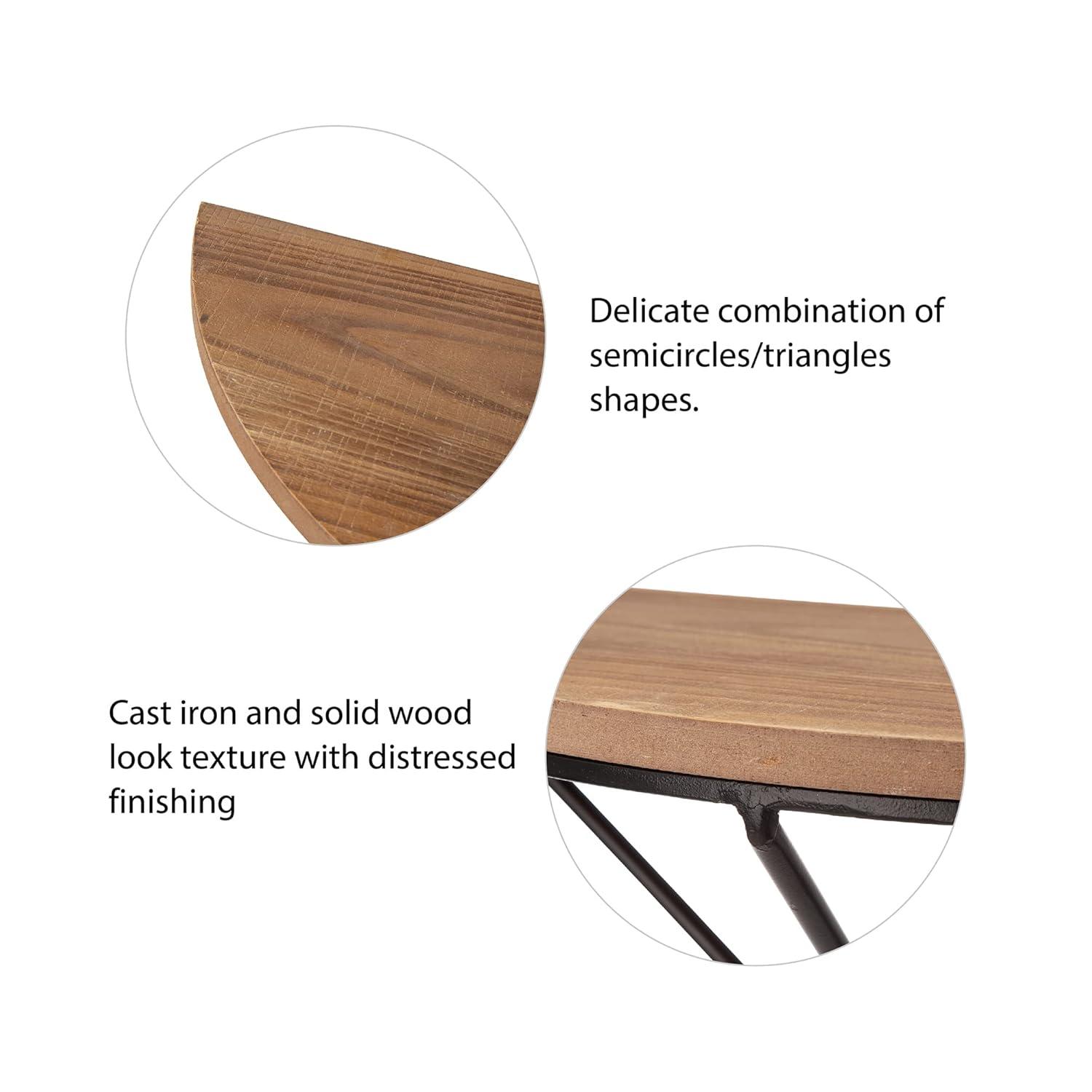 Glitzhome  Set of 2 Firwood Metal Farmhouse Half-round Floating Wall Shelf Natural