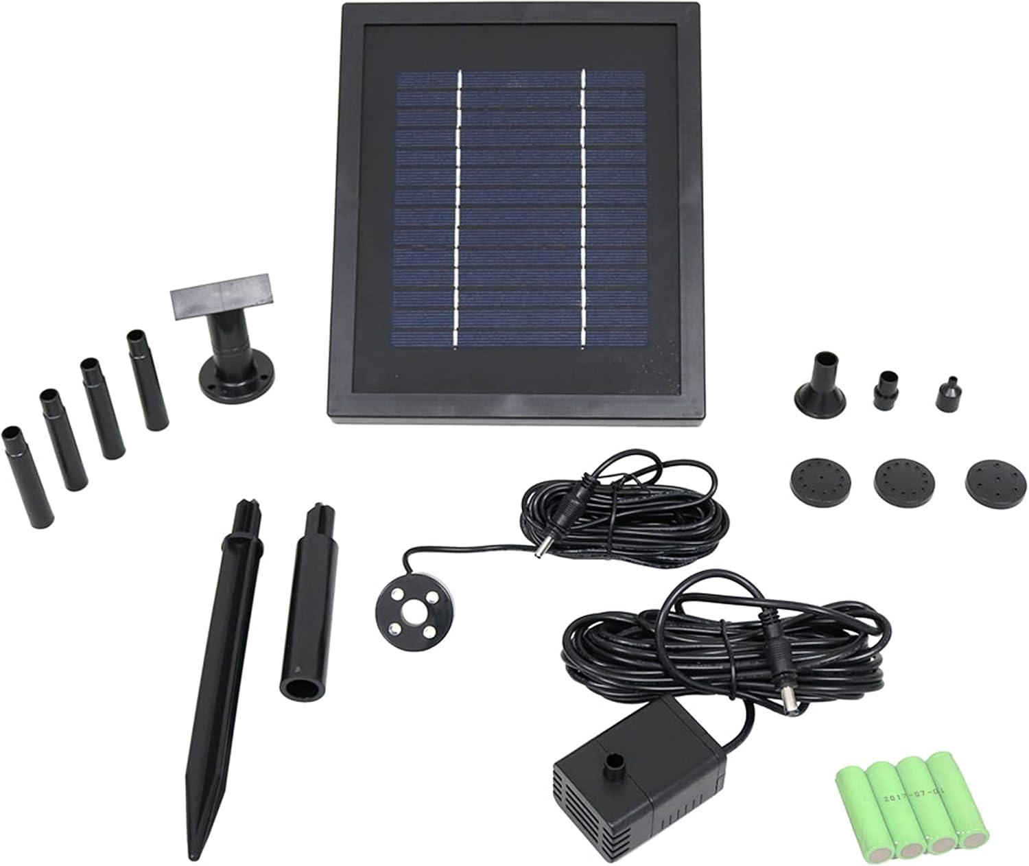 Sunnydaze 9 ft Solar Powered Water Pump Kit with LED Lights