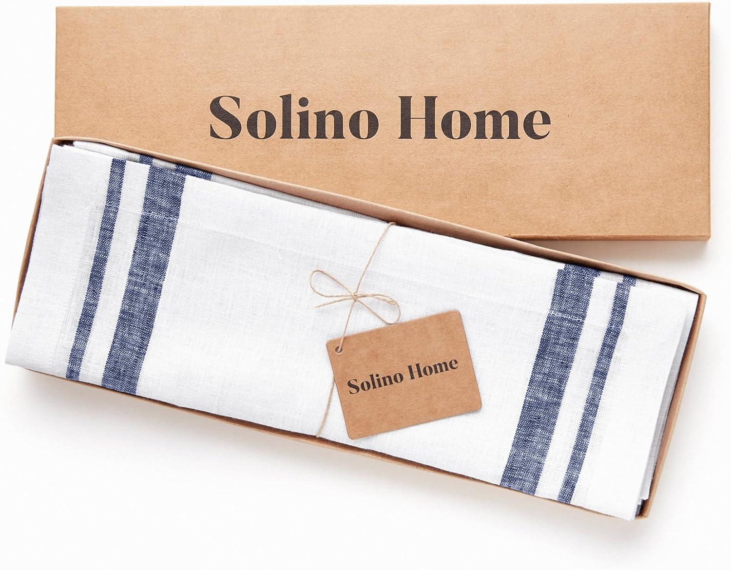 Solino Home French Stripe - 100% Pure Linen Placemats (Set of 4)