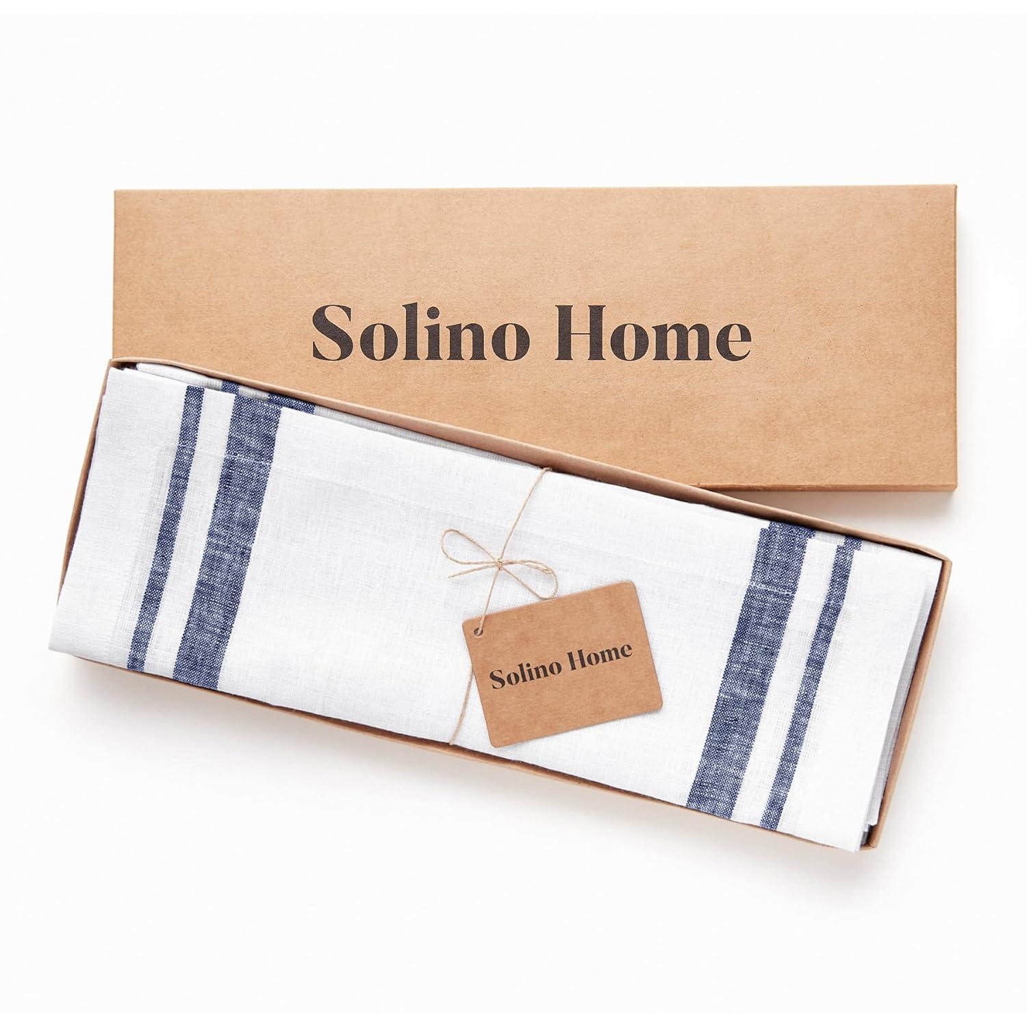Solino Home French Stripe - 100% Pure Linen Placemats (Set of 4)
