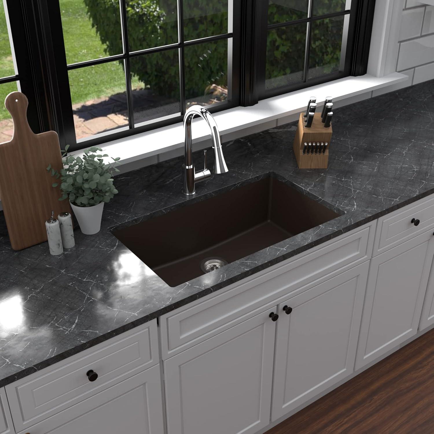 Karran Quartz 32-1/4'' X 19-1/4'' Large Single Bowl Undermount Kitchen Sink