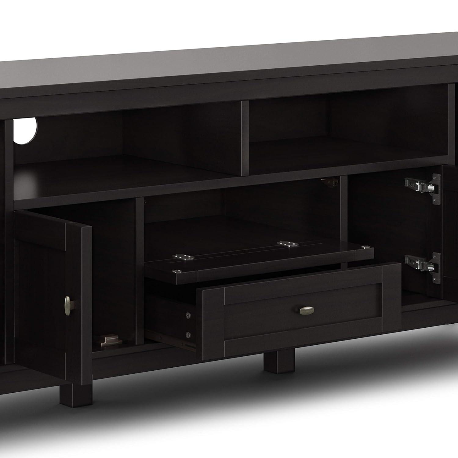 Simpli Home Warm Shaker 72"W Solid Wood TV Stand for TVs up to 80" with 4 Storage Cabinets and 2 Drawers