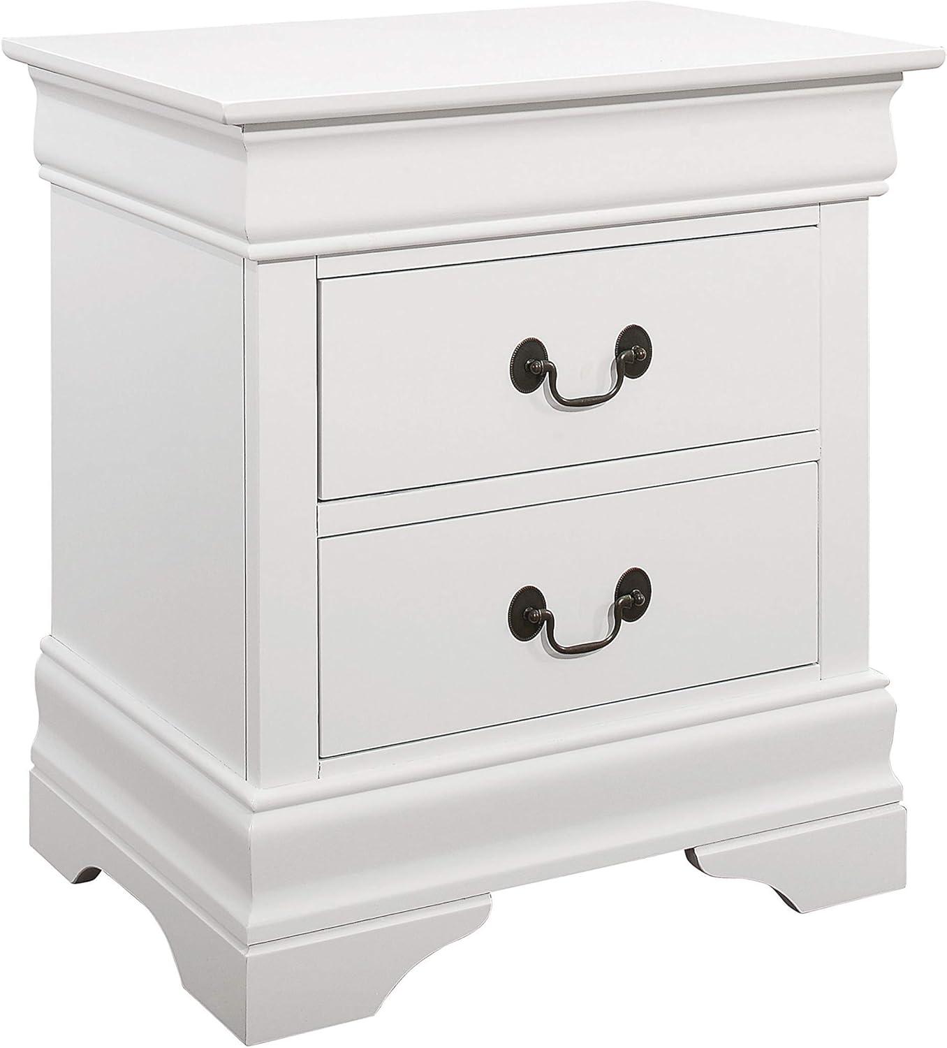 White Transitional 2-Drawer Nightstand with Felt Lined Drawers