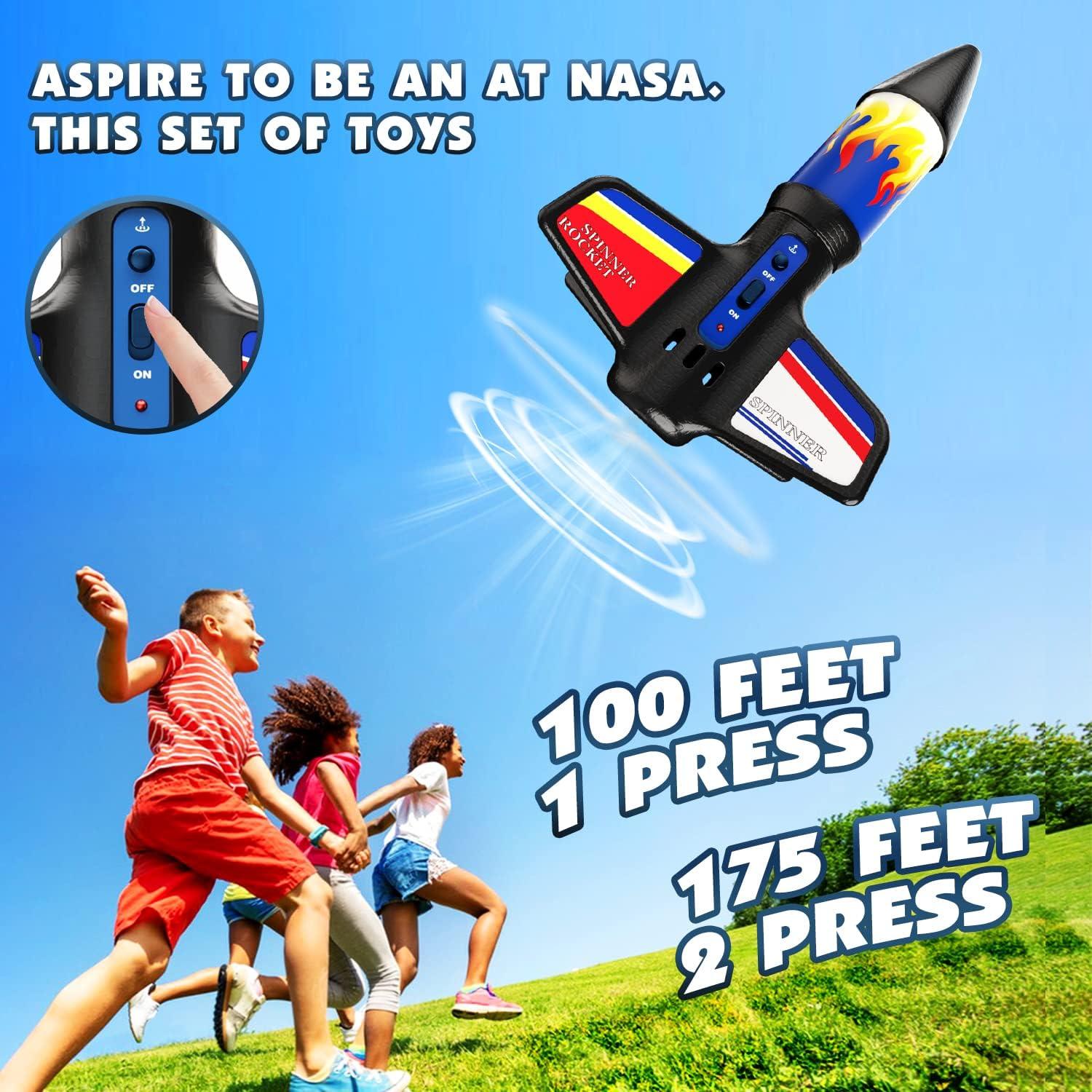 JEEXI Original Rocket Launcher for Kids - Outdoor Toys Electric Flying Motorized Rocket with Parachute Safely Land, STEM Spaceship Launch up to 200 ft Birthday Gifts for Boys