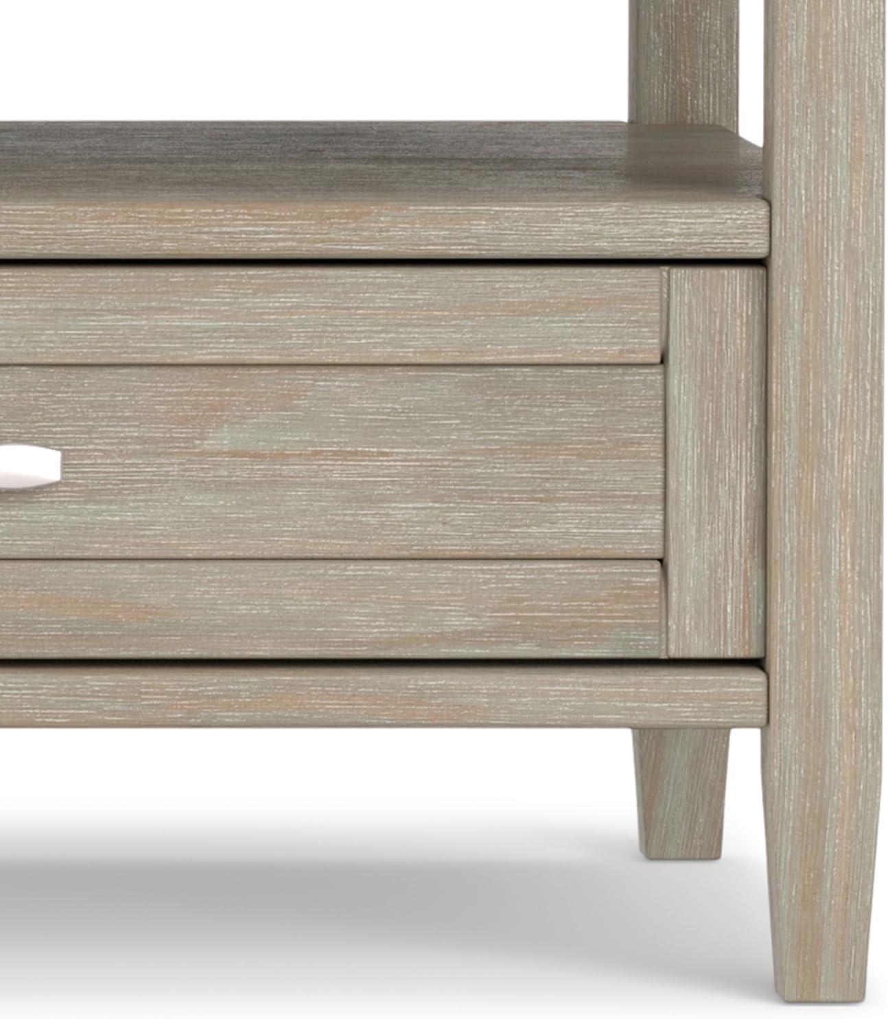 Simpli Home Warm Shaker 48"W Solid Wood Coffee Table with Two Storage Drawers and Open Shelf