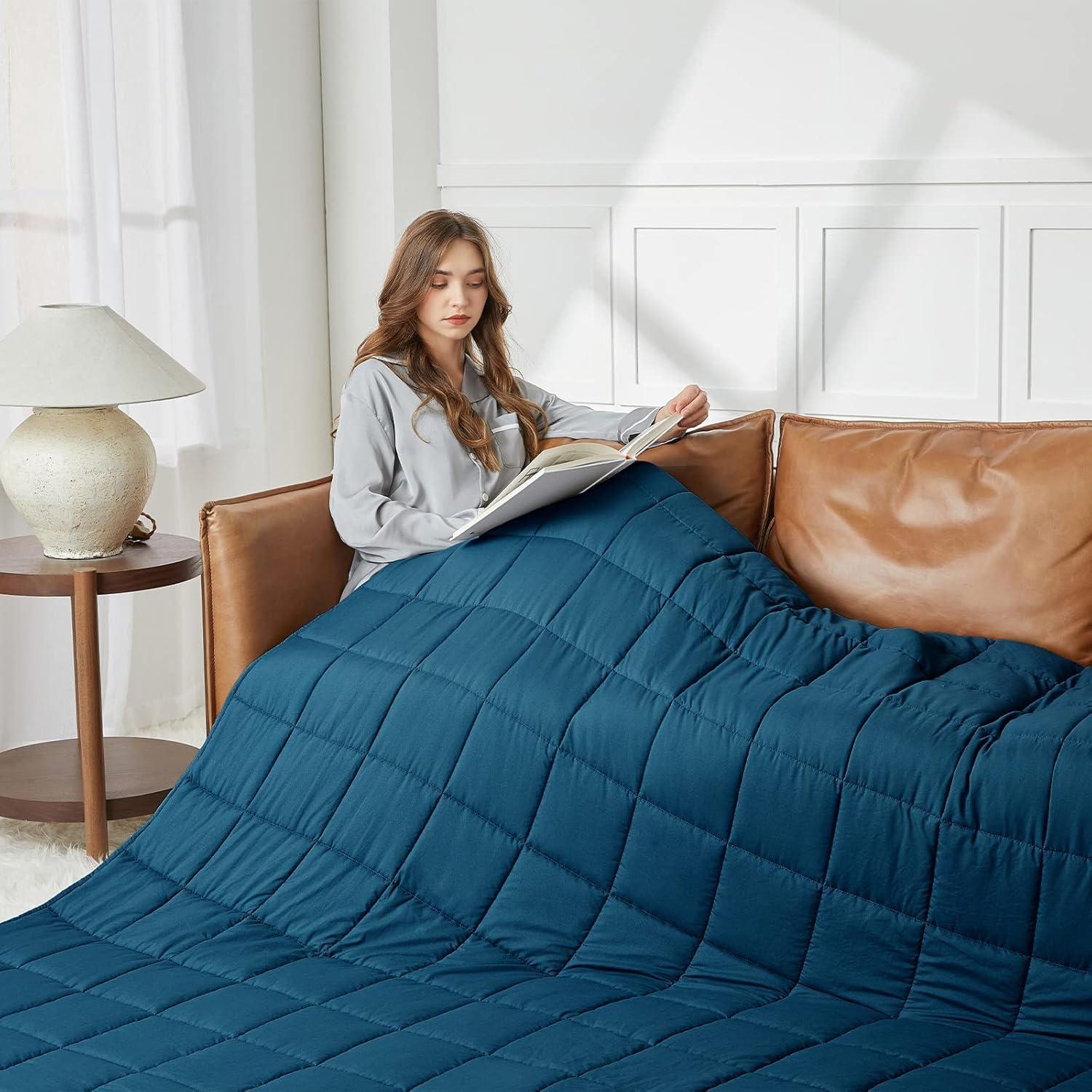 CYMULA Weighted Blanket for Adults (25lbs 80"x87" King Size) - Cooling Breathable Heavy Blankets for Summer Winter - Ultra Microfiber Soft Comfort Blanket with Glass Beads - Gifts for Men/Women