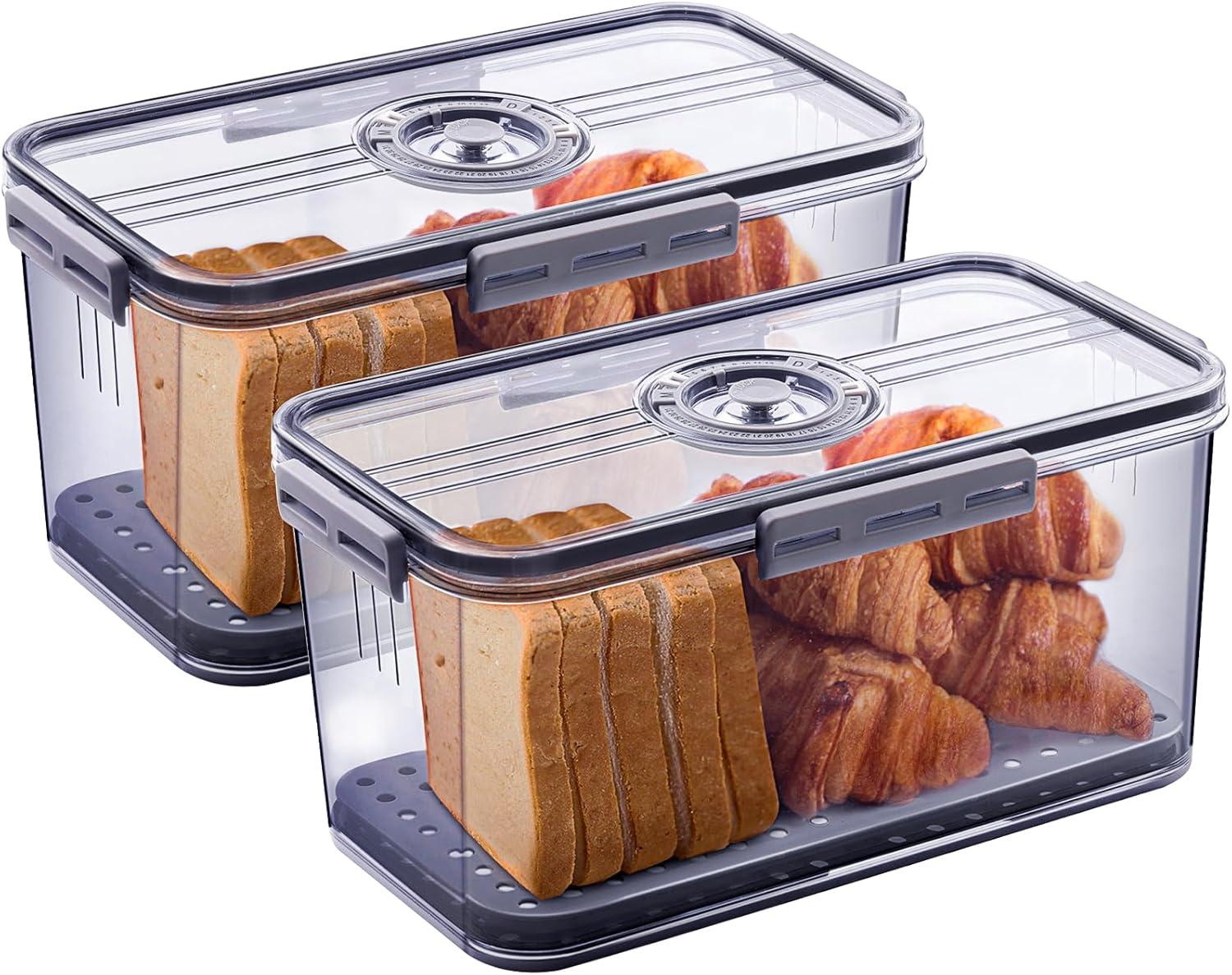 Rebrilliant Bread Box Bread Boxes for Kitchen Counter Airtight, Time Recording Bread Storage