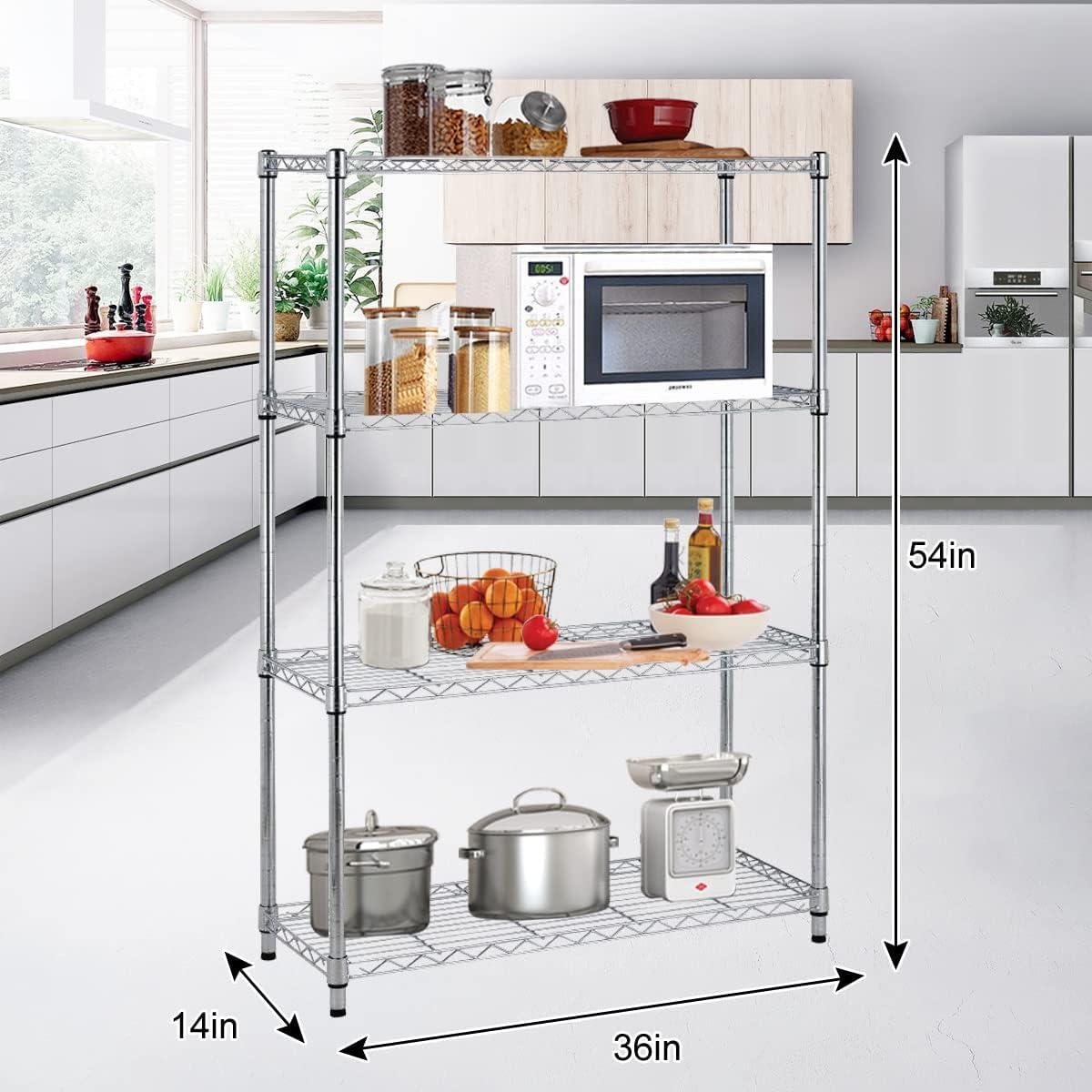 FDW Wire Shelving Unit Heavy Duty Storage Rack Metal Shelf Garage Organizer Wire Rack  (Chrome, 36" L x 14" W x 54" H)