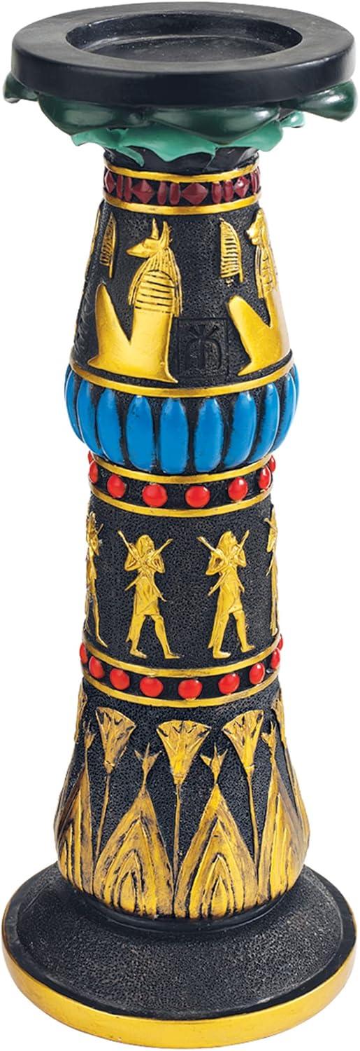 Luxor Temple Rameses 9'' Black and Gold Egyptian Candlestick