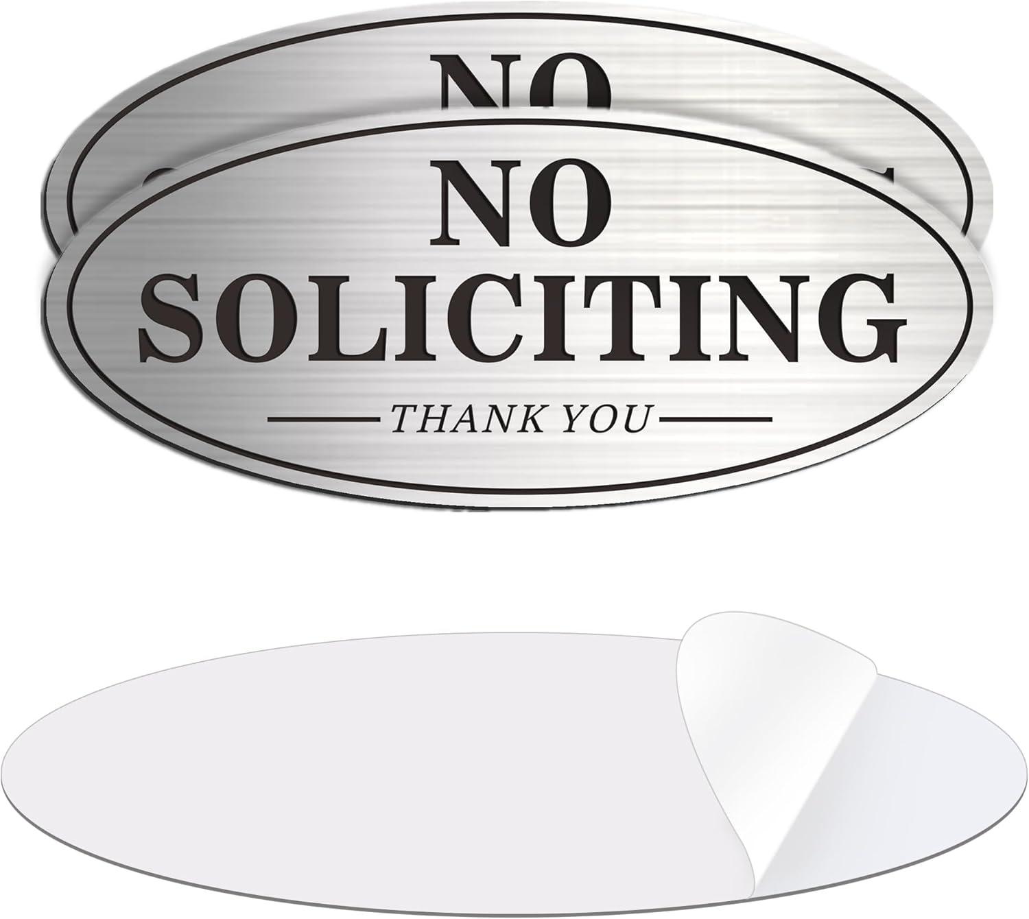 No Soliciting Sign For Front Door, (2 Pack) Self-Adhesive 7 x 3 Inches Seriously Don't Make it Weird Aluminum Metal Signs
