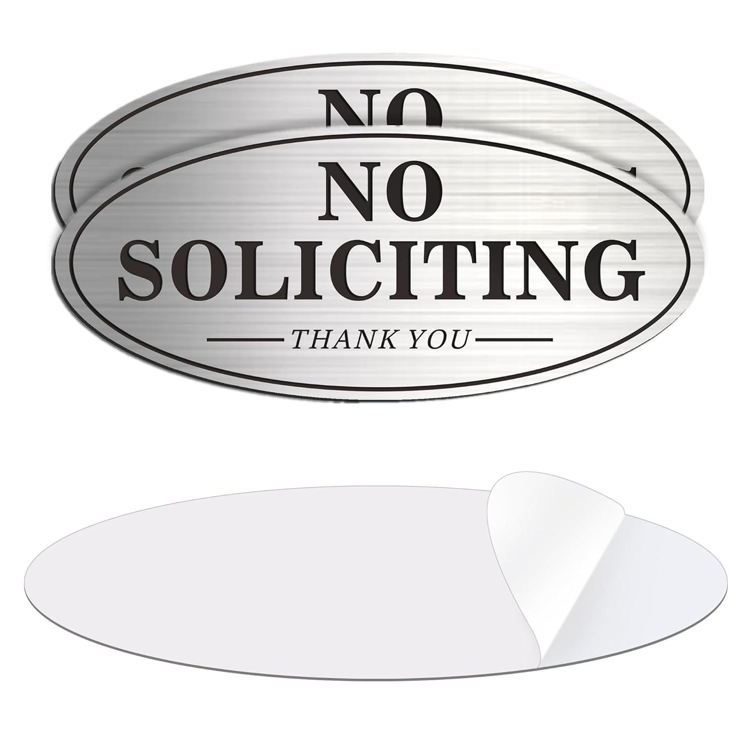 No Soliciting Sign For Front Door, (2 Pack) Self-Adhesive 7 x 3 Inches Seriously Don't Make it Weird Aluminum Metal Signs