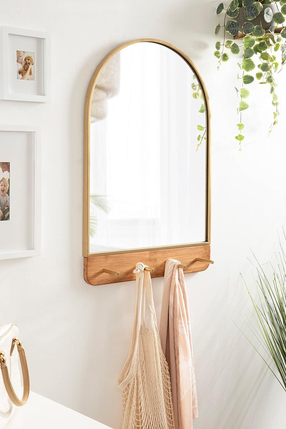 Kate and Laurel Schuyler Arch Wall Mirror with Hooks