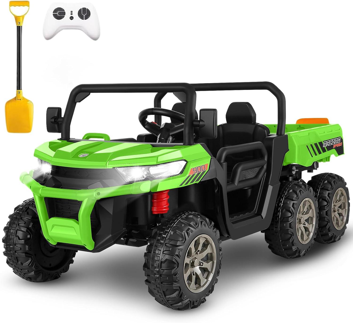 4 Wheels 24V Ride on Dump Truck Toys 2 Seater Kids Ride On UTV Car with Remote Control,Electric Dump Bed