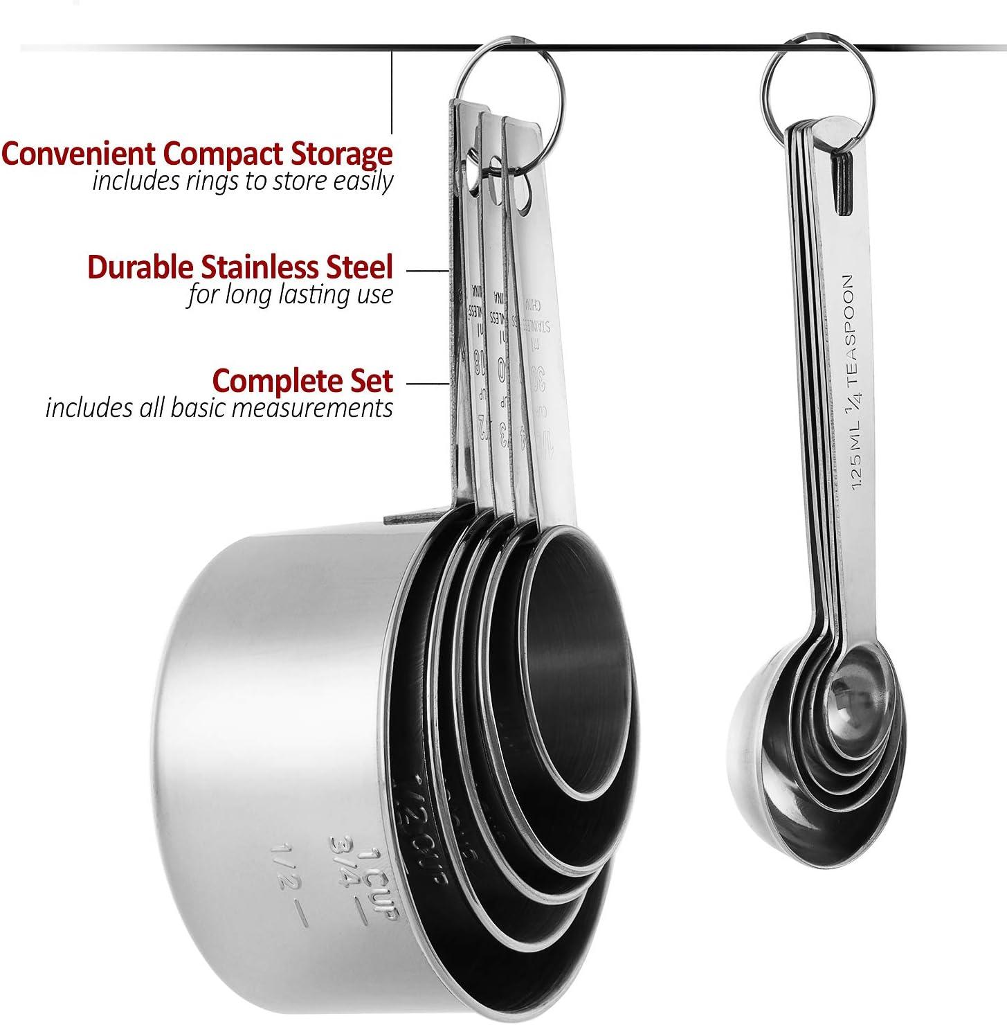 Stainless Steel 10-Piece Measuring Cup and Spoon Set