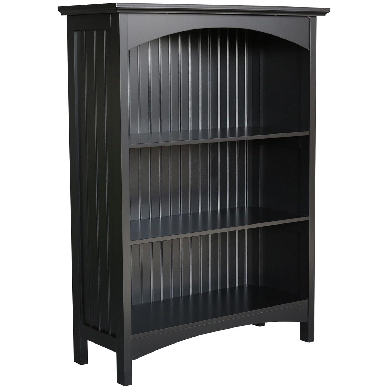 eHemco 3 Tier Storage Shelf Bookcase with 2 Arched Supports, 40 Inches Height, Black