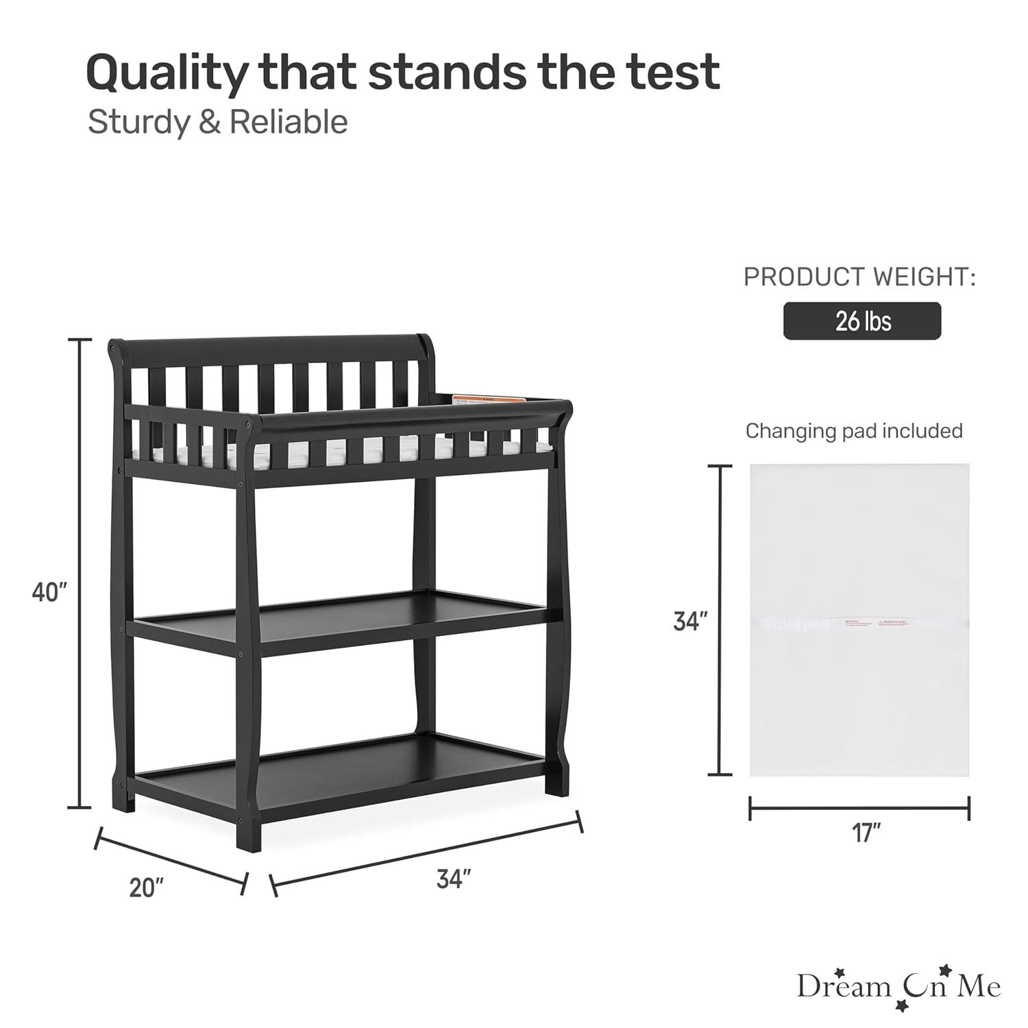Dream On Me Deluxe Sleigh Changing Table in Black