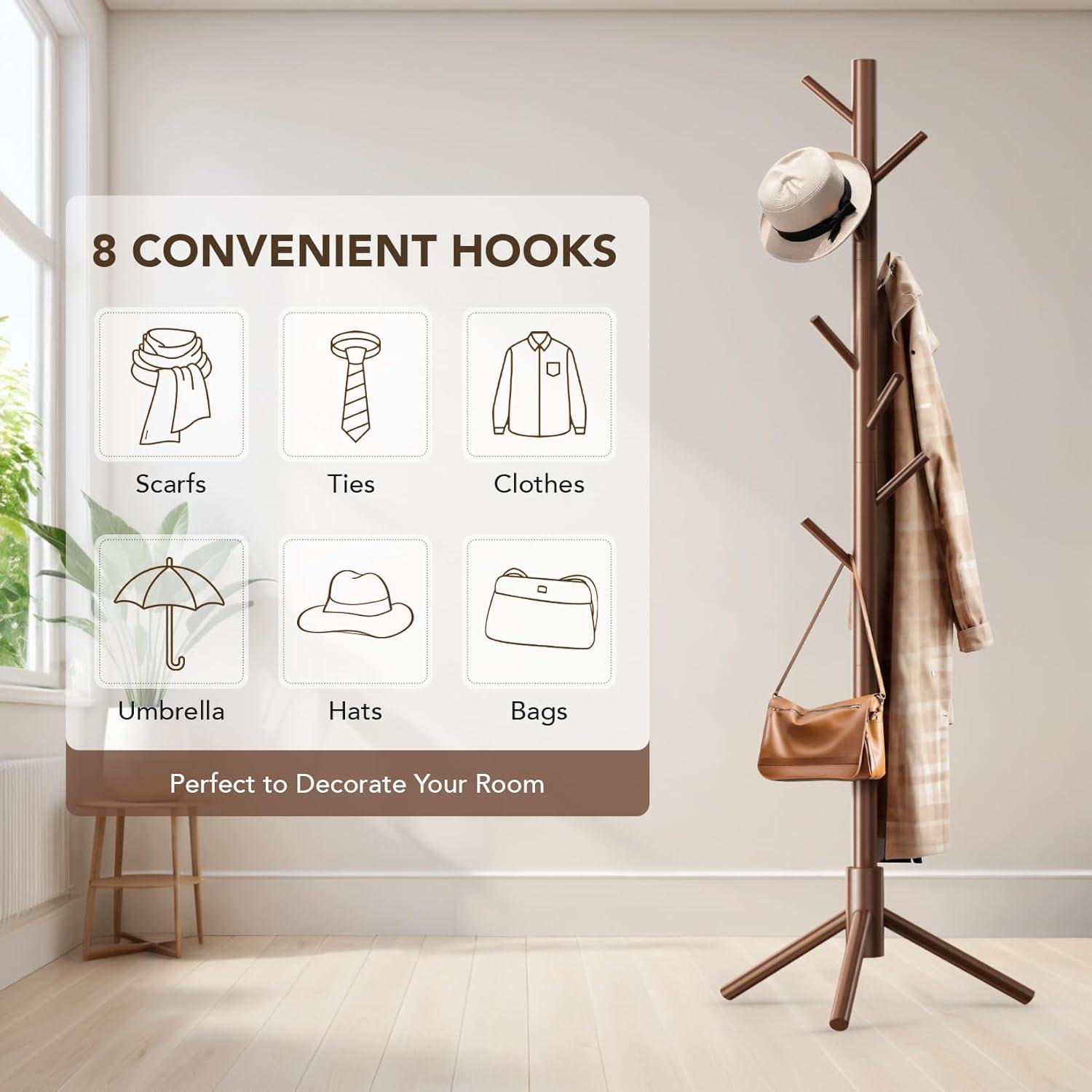 Wooden Tree Coat Rack Stand