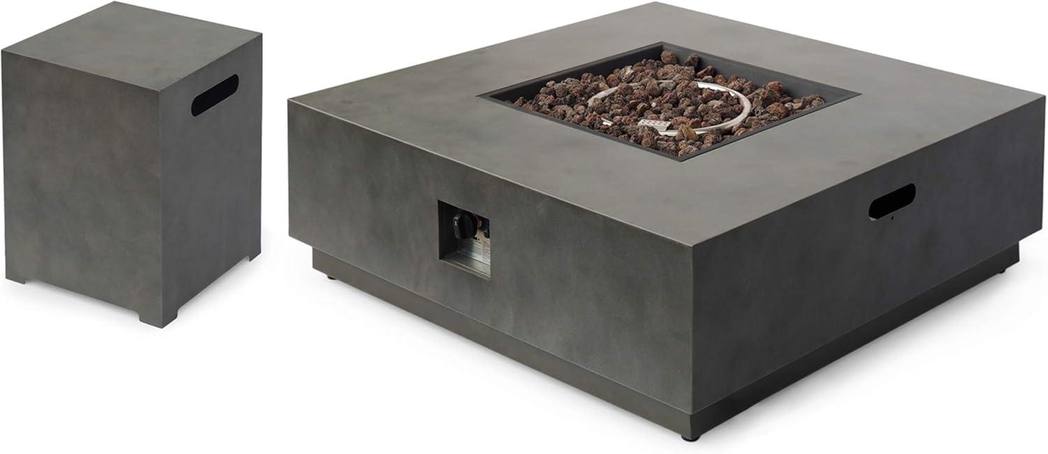 Concrete 40-Inch Square Fire Pit with Tank Holder