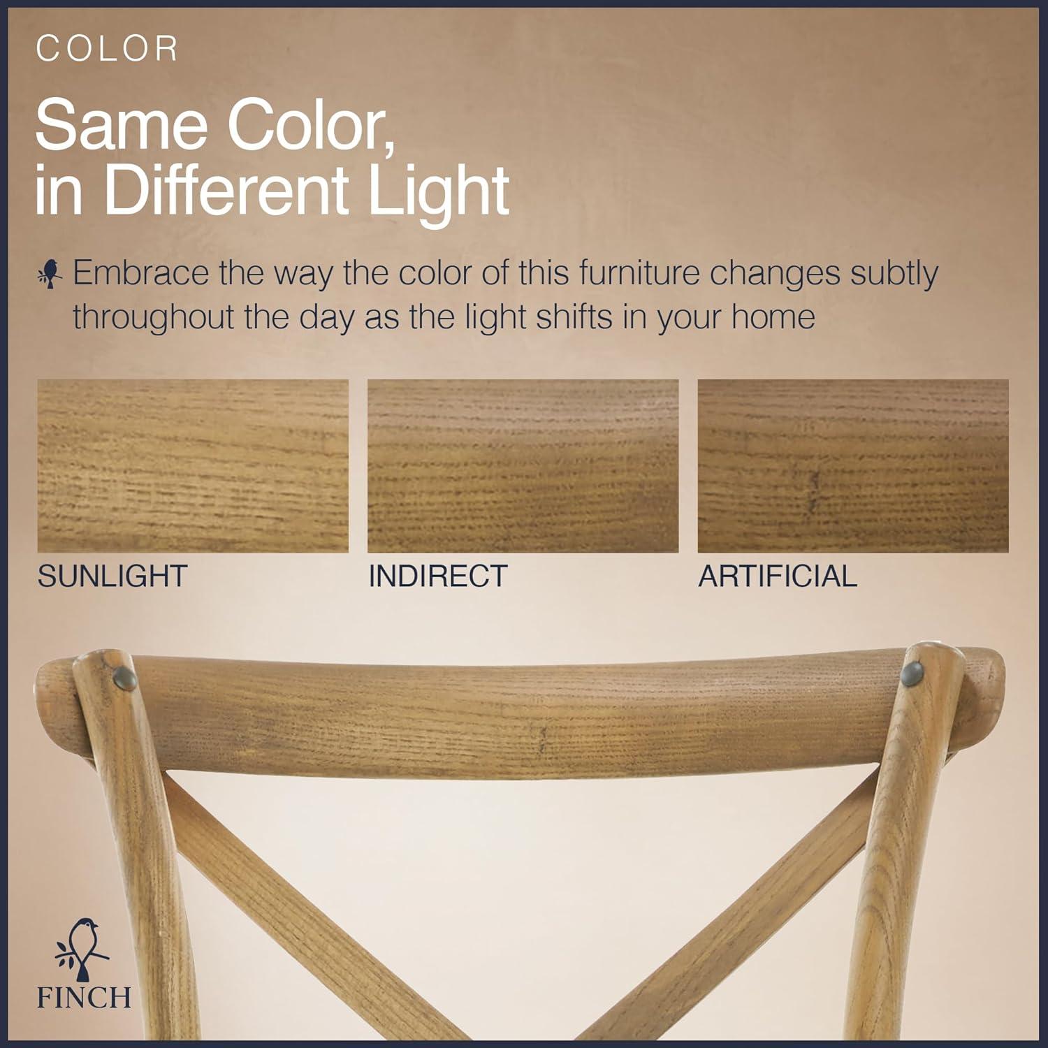 Finch Set of 2 Elmhurst Cross Back Side Chair Natural Rattan: Upholstered Polyester, Wood Legs, No Assembly Required