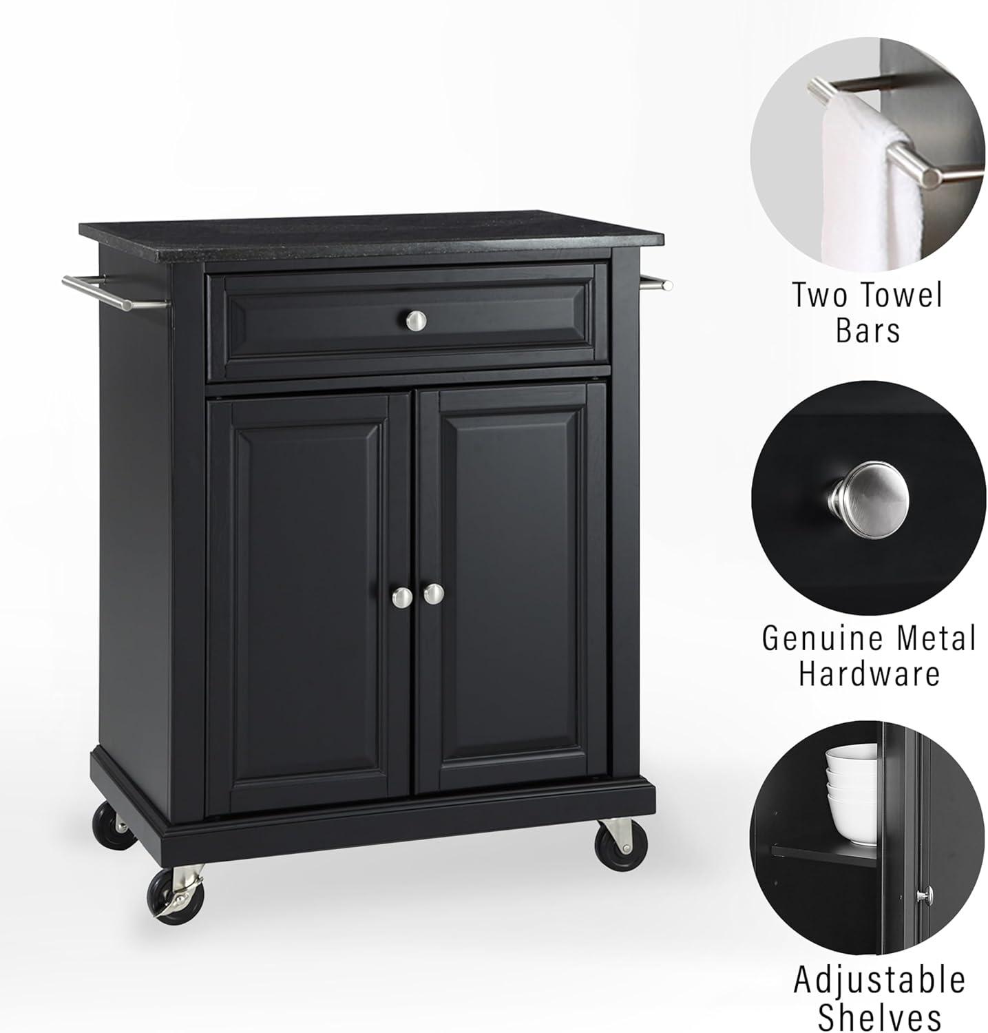 Compact Stainless Steel Top Kitchen Cart Mahogany - Crosley: Mobile Island with Storage & Towel Bars