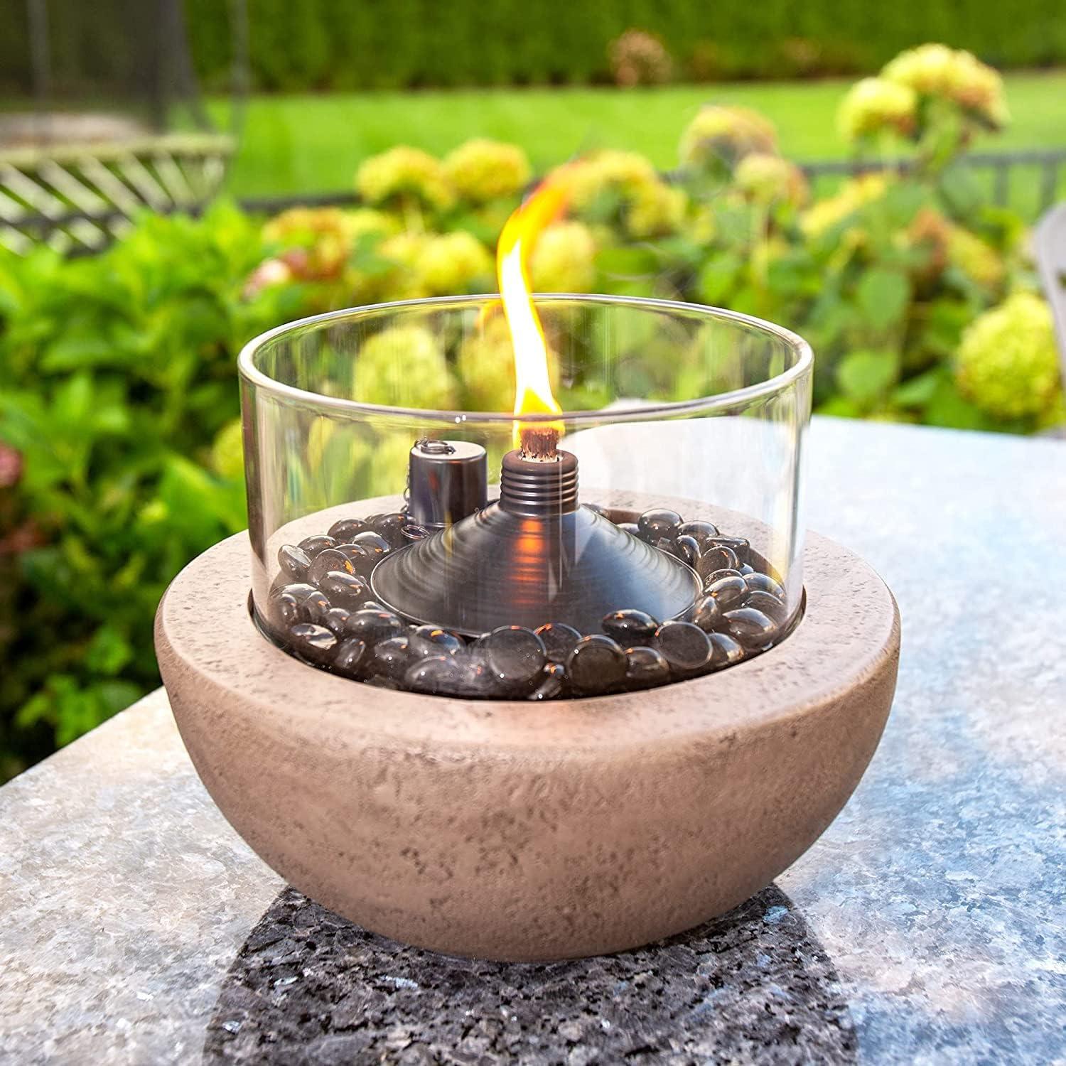 10.5 Inch Gray Stone Tabletop Gel Fire Pit