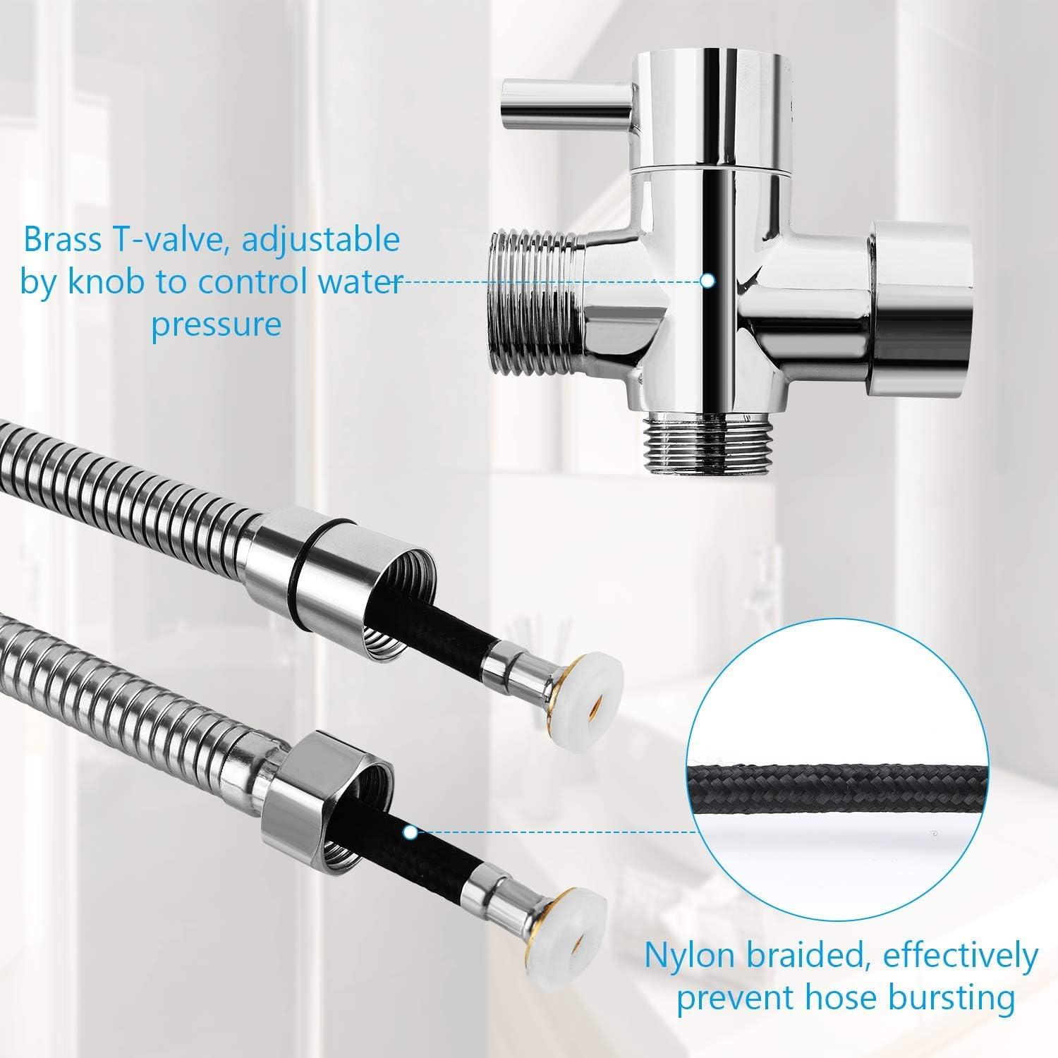 Handheld Bidet Sprayer for Toilet, Premium Stainless Steel Bathroom Bidet Sprayer Set with Anti-Leaking Hose & 2 Water Pressure, Ideal for Feminine Wash, Cloth Diaper Cleaning, Baby Wash & Pets Shower