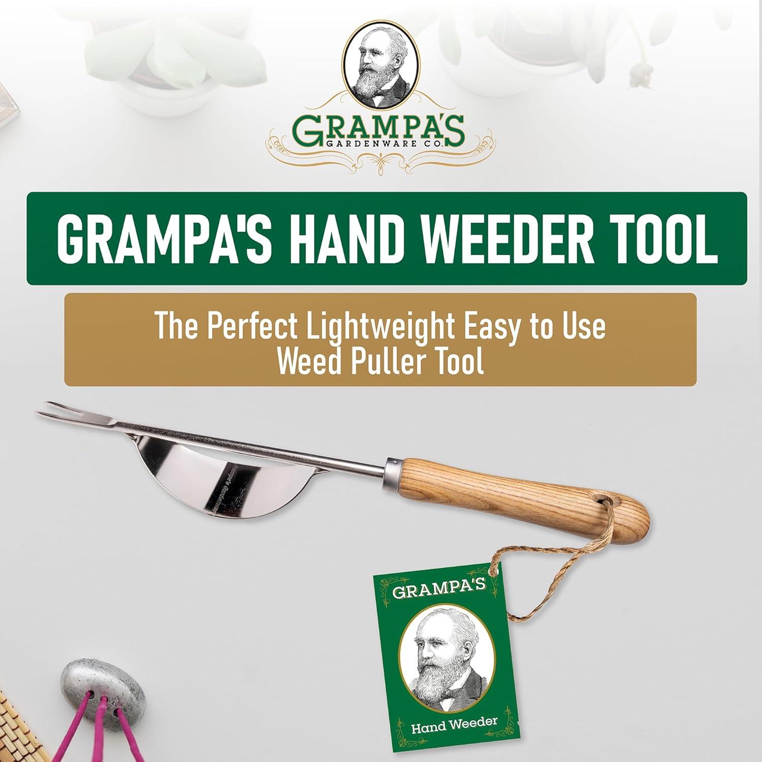 Grampa's Herramienta Hand Weeder: la Herramienta Ligera y Fácil de Usar para Quitar Malezas para Jardín, un Diseño de Palanca Nico y Duradero con Tenedores en Forma de V Que Permite Eliminar Fácilmente las Malas Hierbas y Sus Raíces.