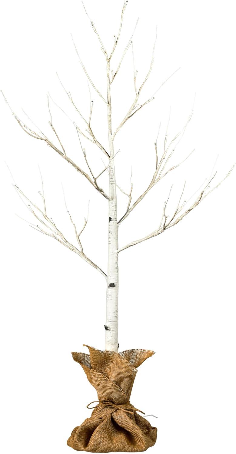 4' White Birch Twig Tree with Warm White LED Lights