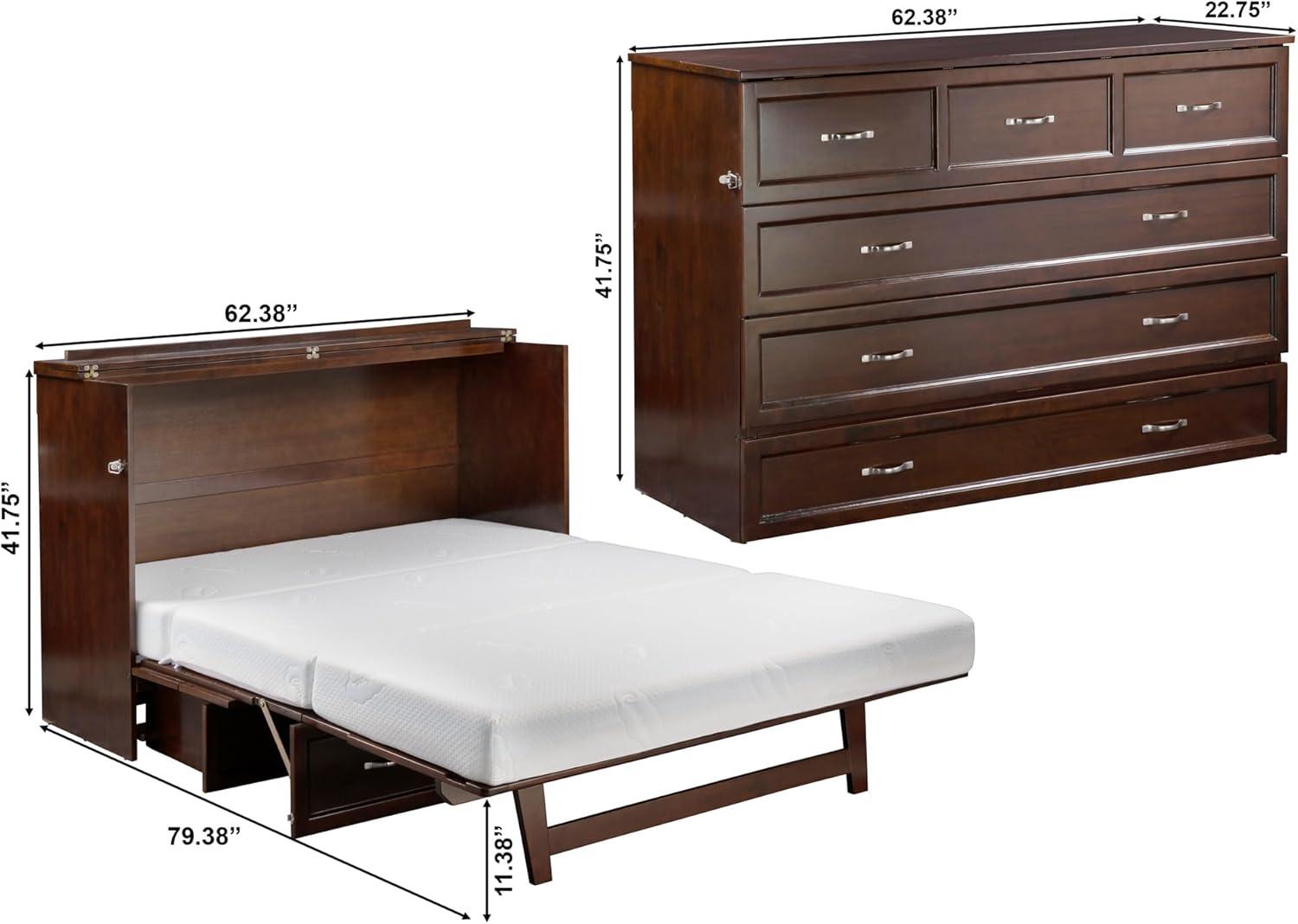 Queen Deerfield Murphy Bed Chest with Charging Station Walnut - AFI: Space-Saving Design, No Box Spring Needed