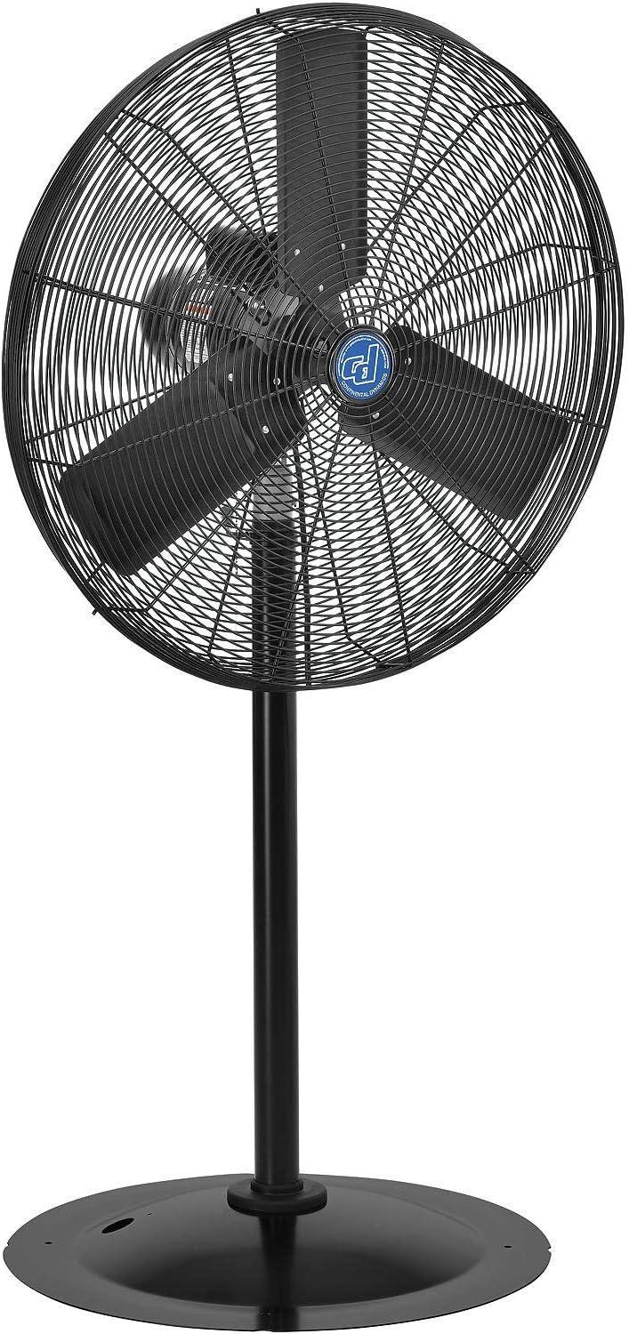 30" Black Industrial Oscillating Pedestal Fan with Adjustable Height