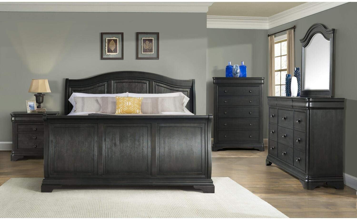 Picket House Conley Cherry King Sleigh Bed in Cherry