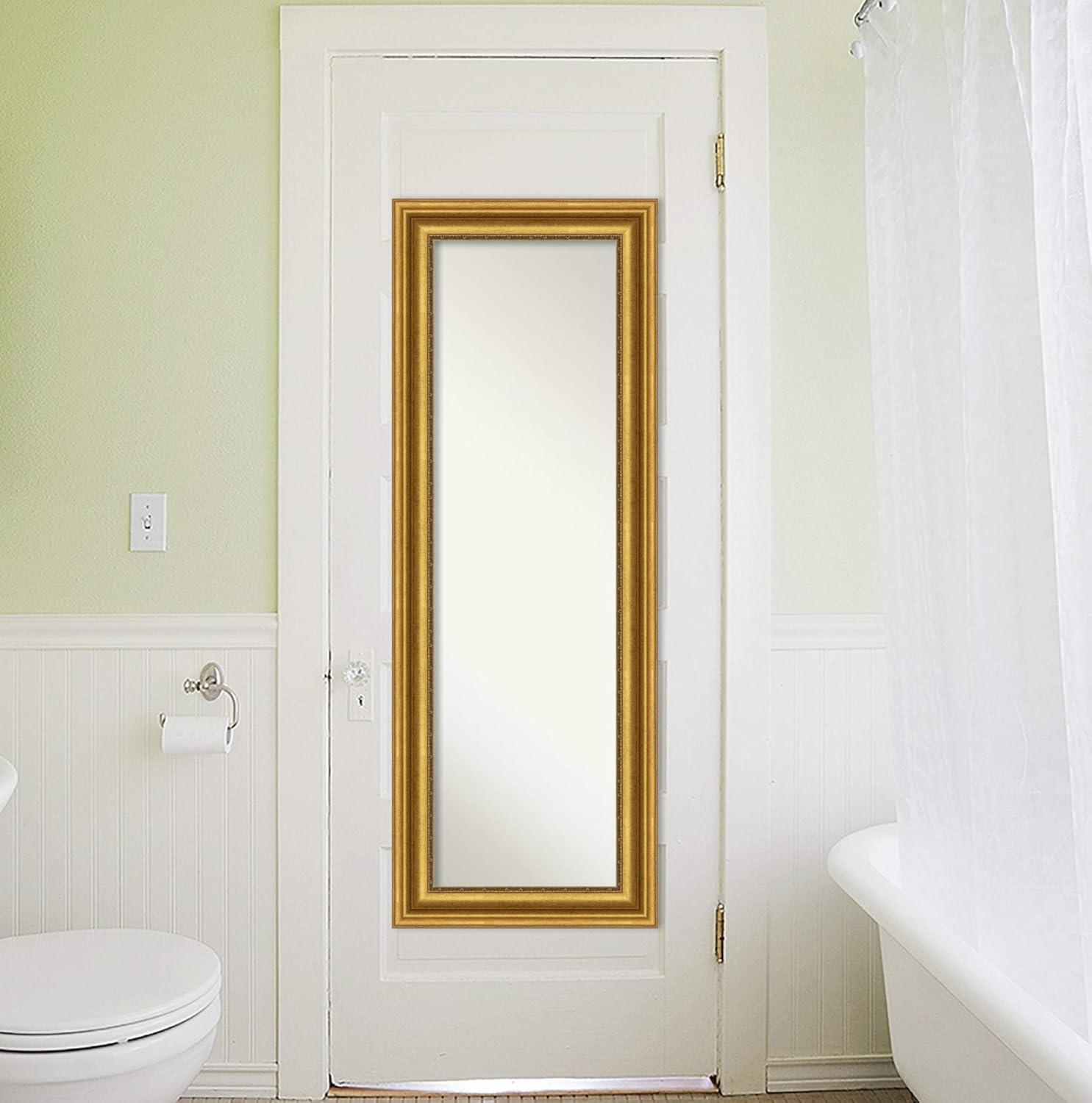 20" x 54" Non-Beveled Parlor Gold Full Length on The Door Mirror - Amanti Art: Includes Hooks, Polystyrene Frame, No Assembly Required