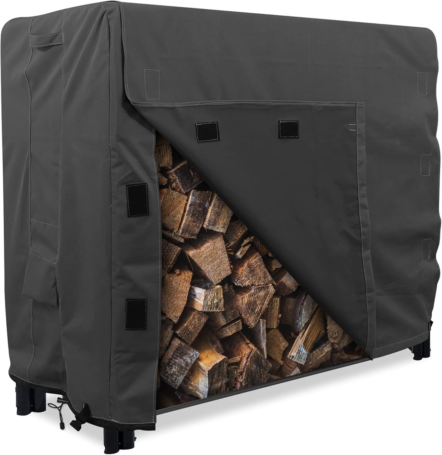 Heavy Duty Black 4-Foot Log Rack Cover