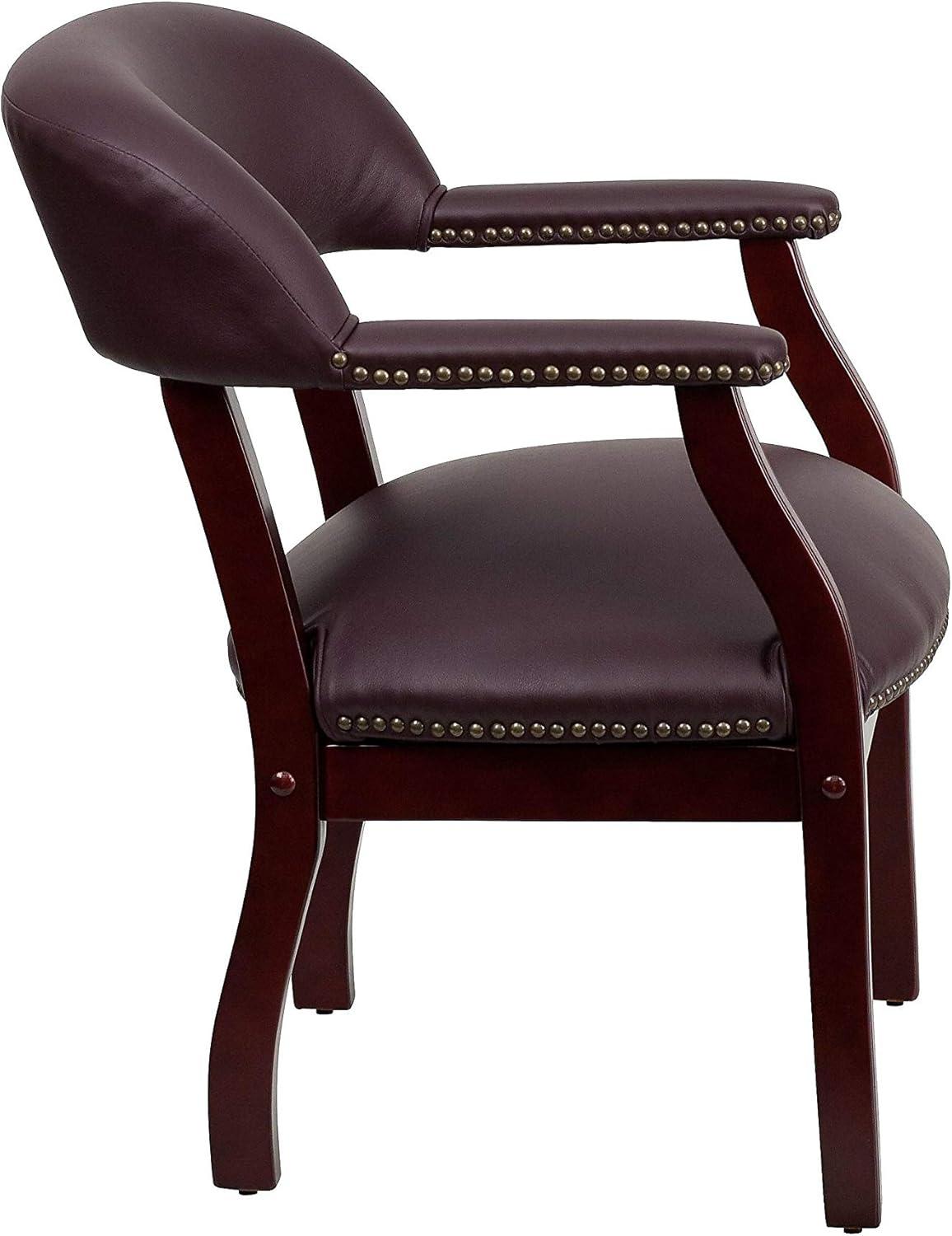Leather Seat Waiting Room Chair with Wood Frame