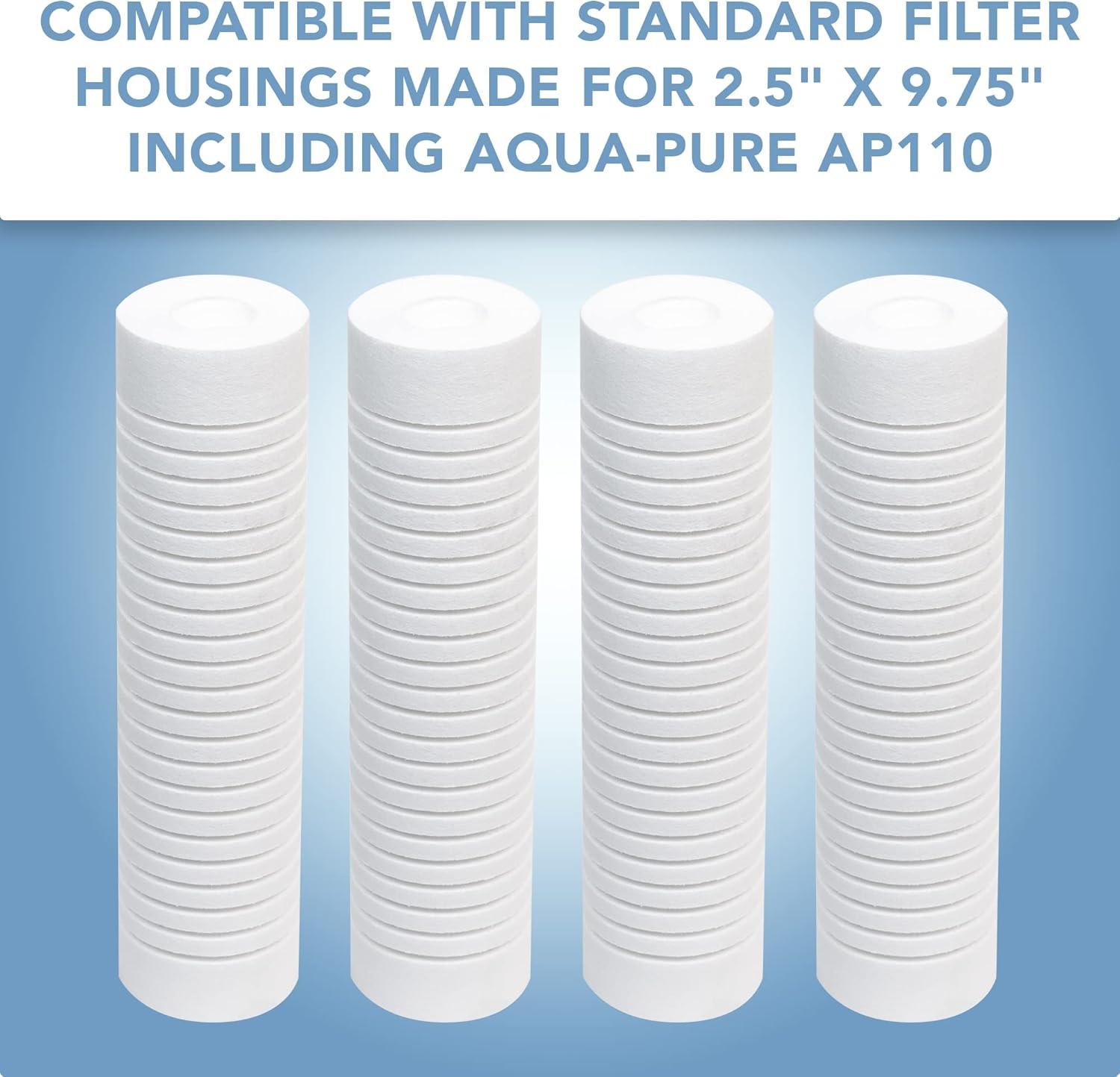 CFS COMPLETE FILTRATION SERVICES EST.2006 Compatible for Aqua-Pure AP110 Universal Whole House Filter Replacement Cartridge for Fine/Normal Sediment, 4-Pack by CFS